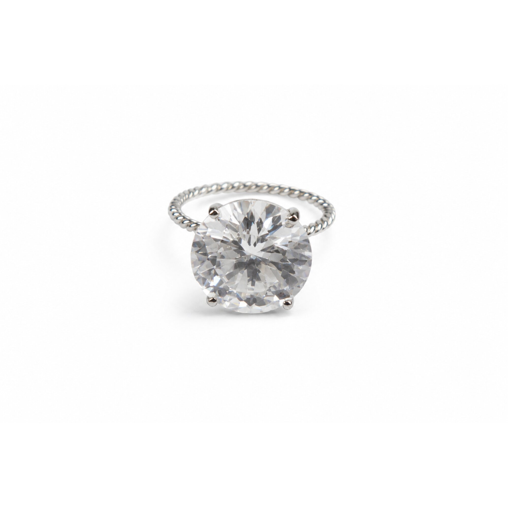 Crystal Clear light white Cubic Zirconia round 925 Sterling Ring Size 6.50 – photo 2