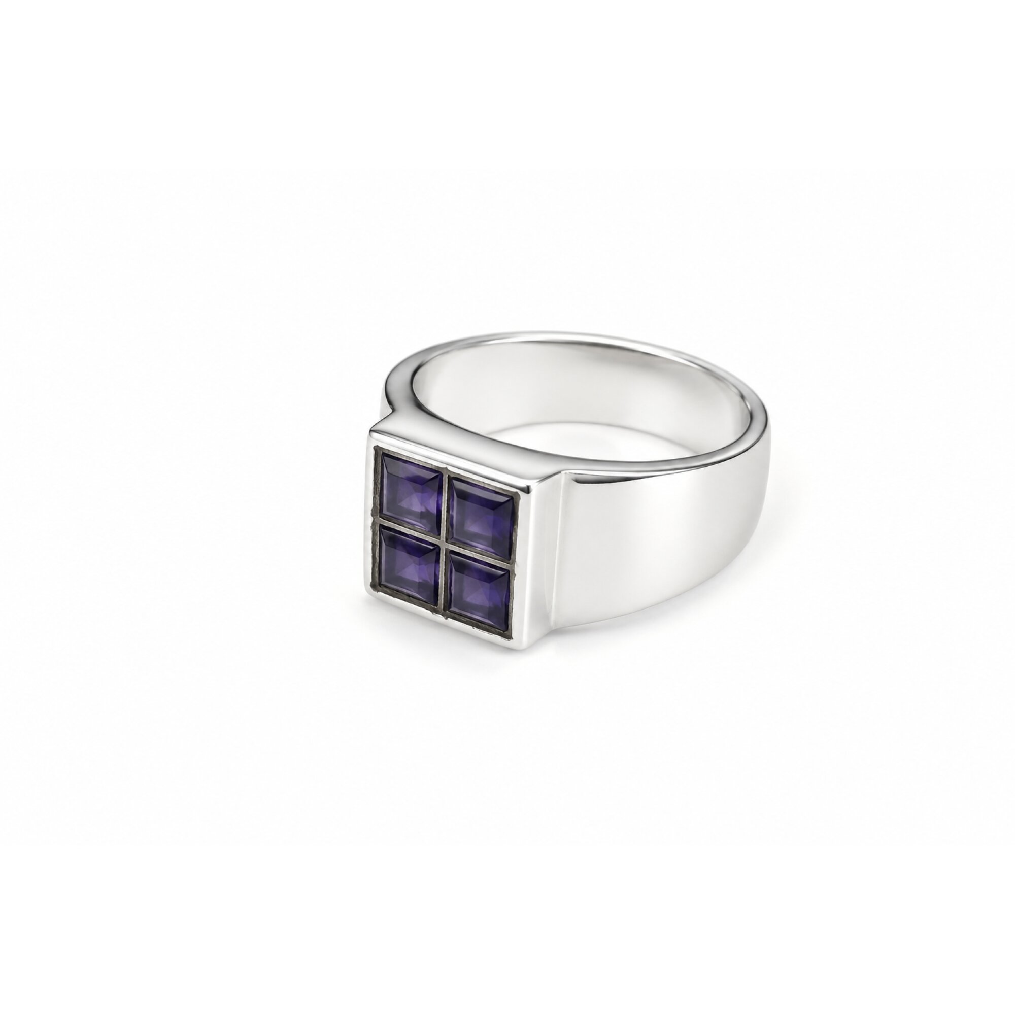 Clear purple Natural Amethyst rectangular 925 Sterling Silver Ring Size 7.75 – photo 4
