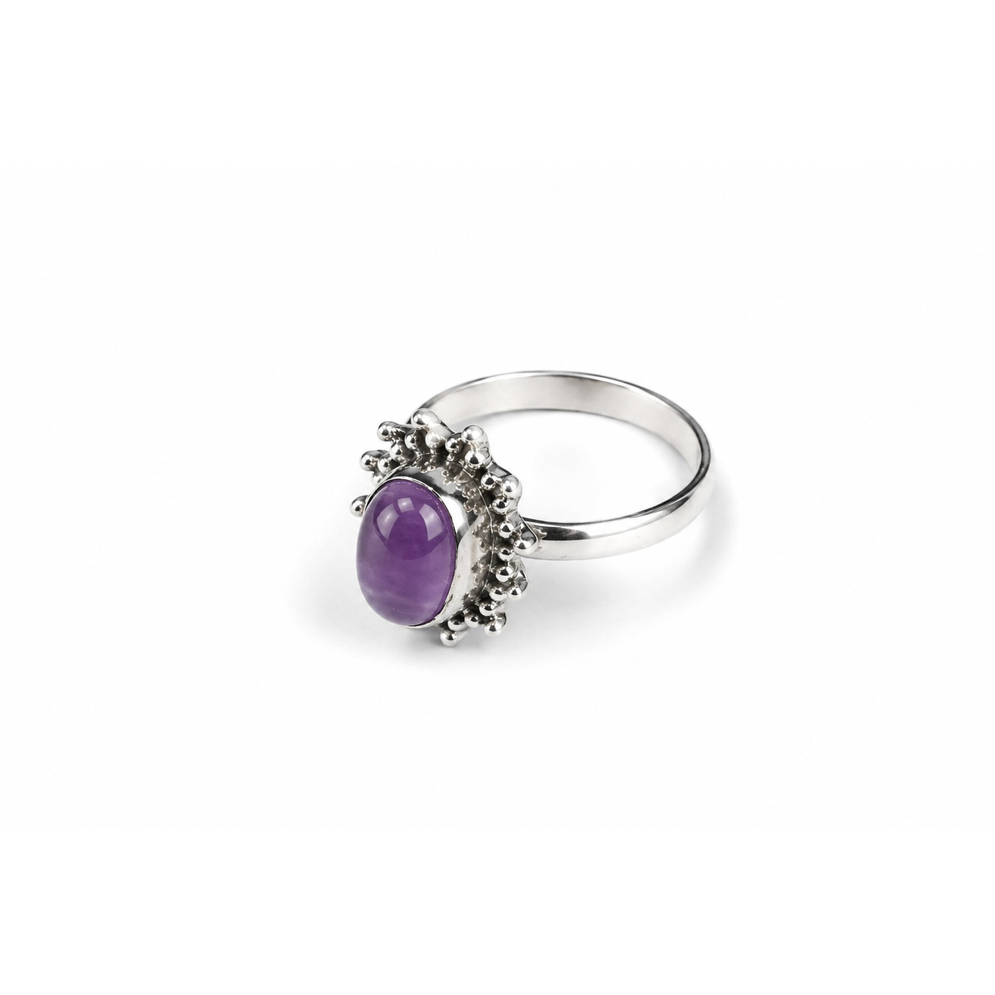 Clear deep purple Amethyst oval 925 Sterling Silver Ring Size 6.50 – photo 2