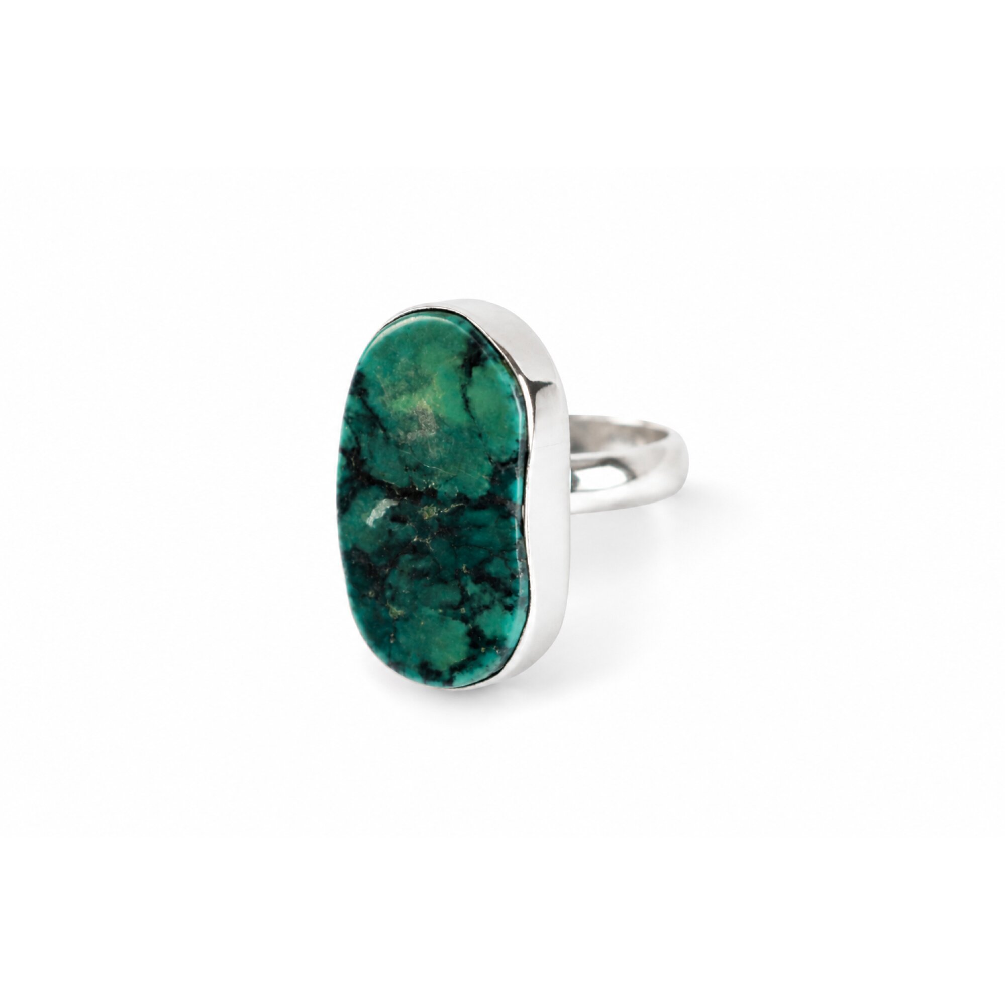 Opaque deep green Turquoise oval 925 Sterling Silver Ring Size 9.00 – photo 2