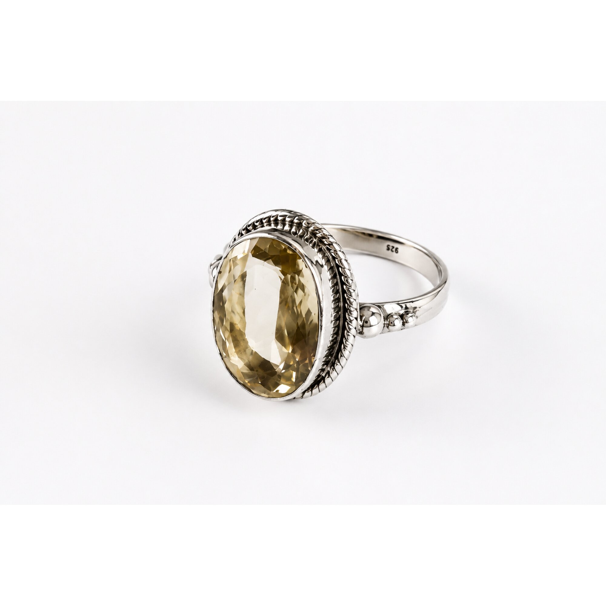 Clear light yellow Natural Citrine oval 925 Sterling Silver Ring Size 8.50 – photo 8