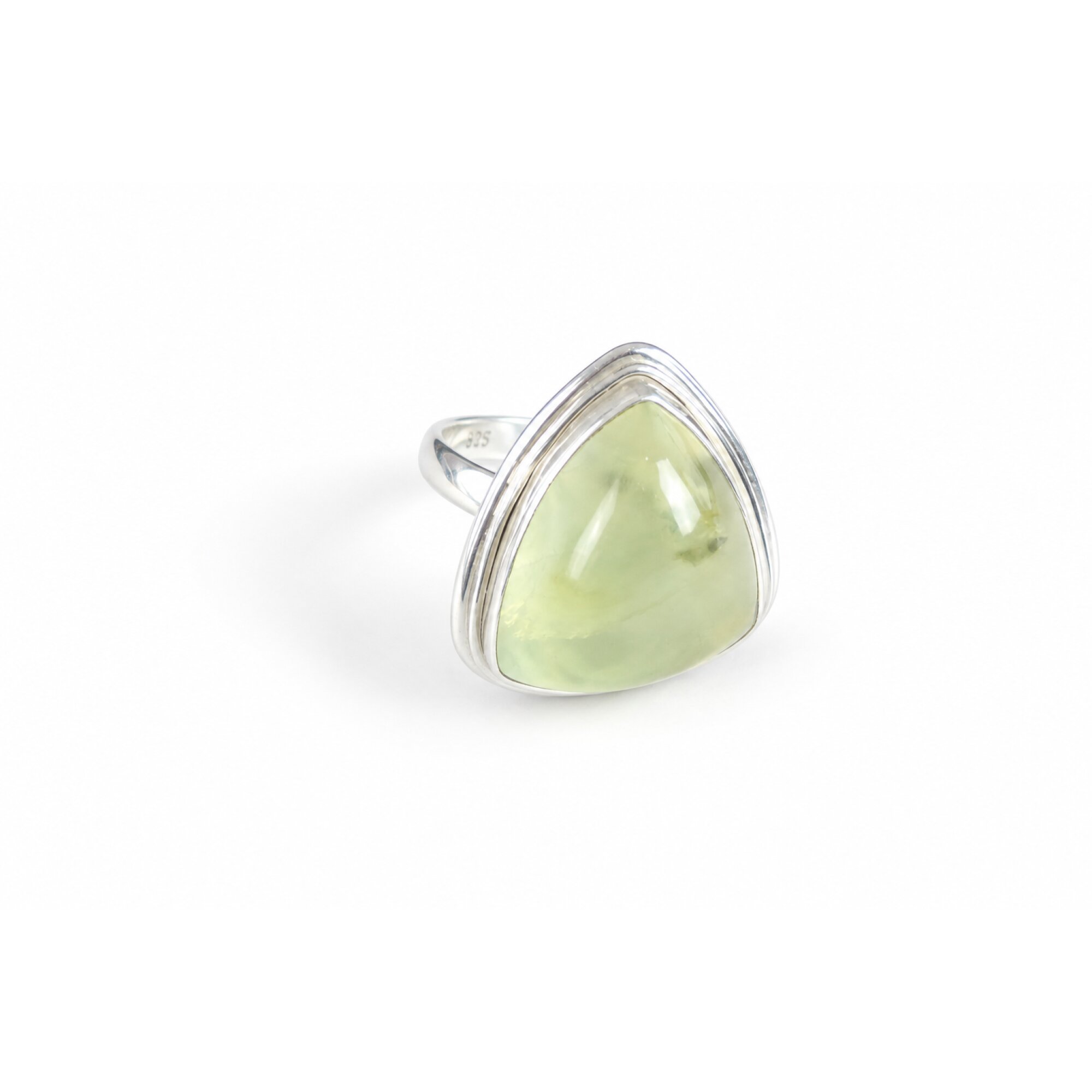 Clear light green Prehnite triangular 925 Sterling Silver Ring Size 7.00 – photo 6