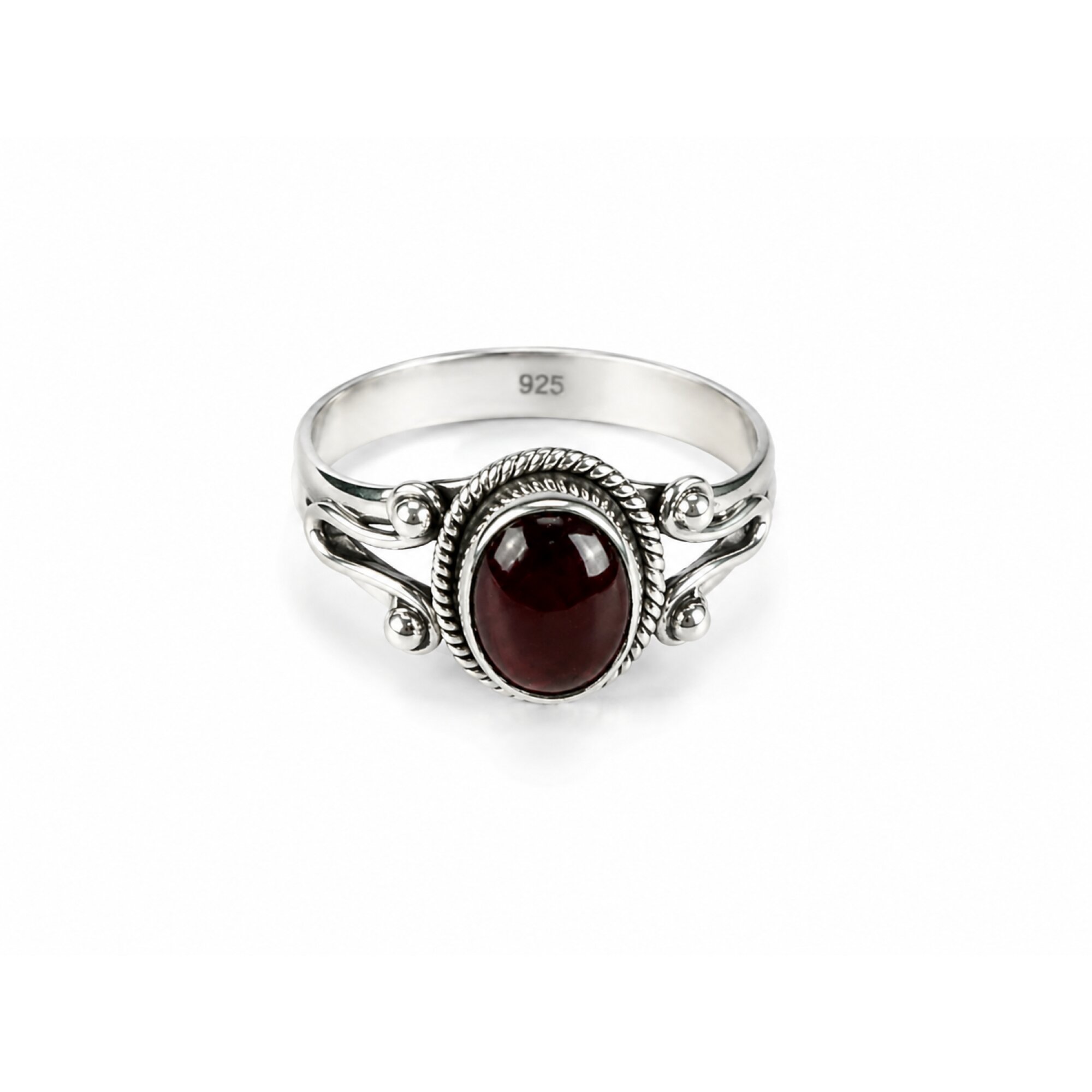 Clear deep red Garnet oval 925 Sterling Silver Ring Size 6.75 – photo 5
