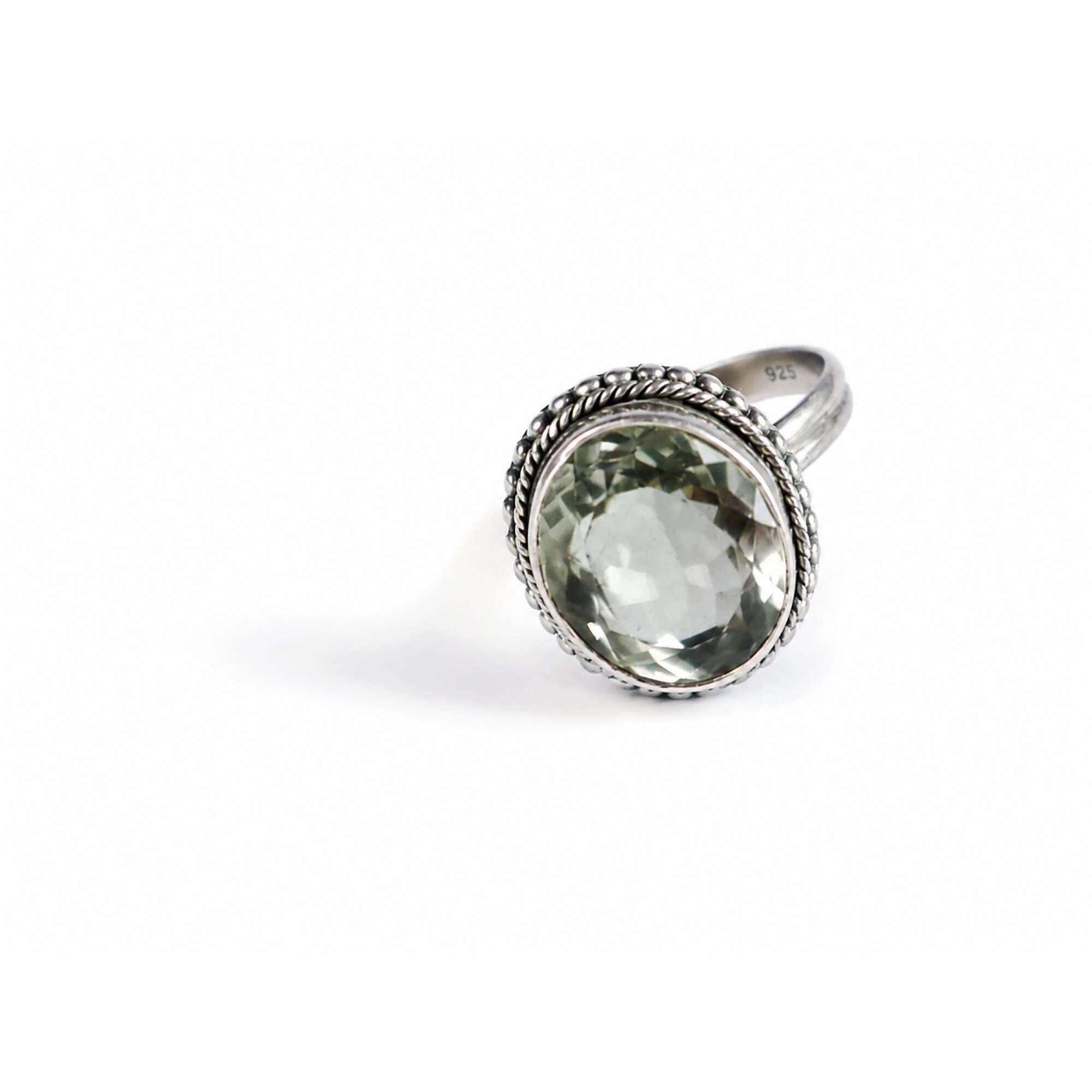 Clear green Natural Amethyst Prasiolite oval 925 Sterling Silver Ring Size 5.00 – photo 3