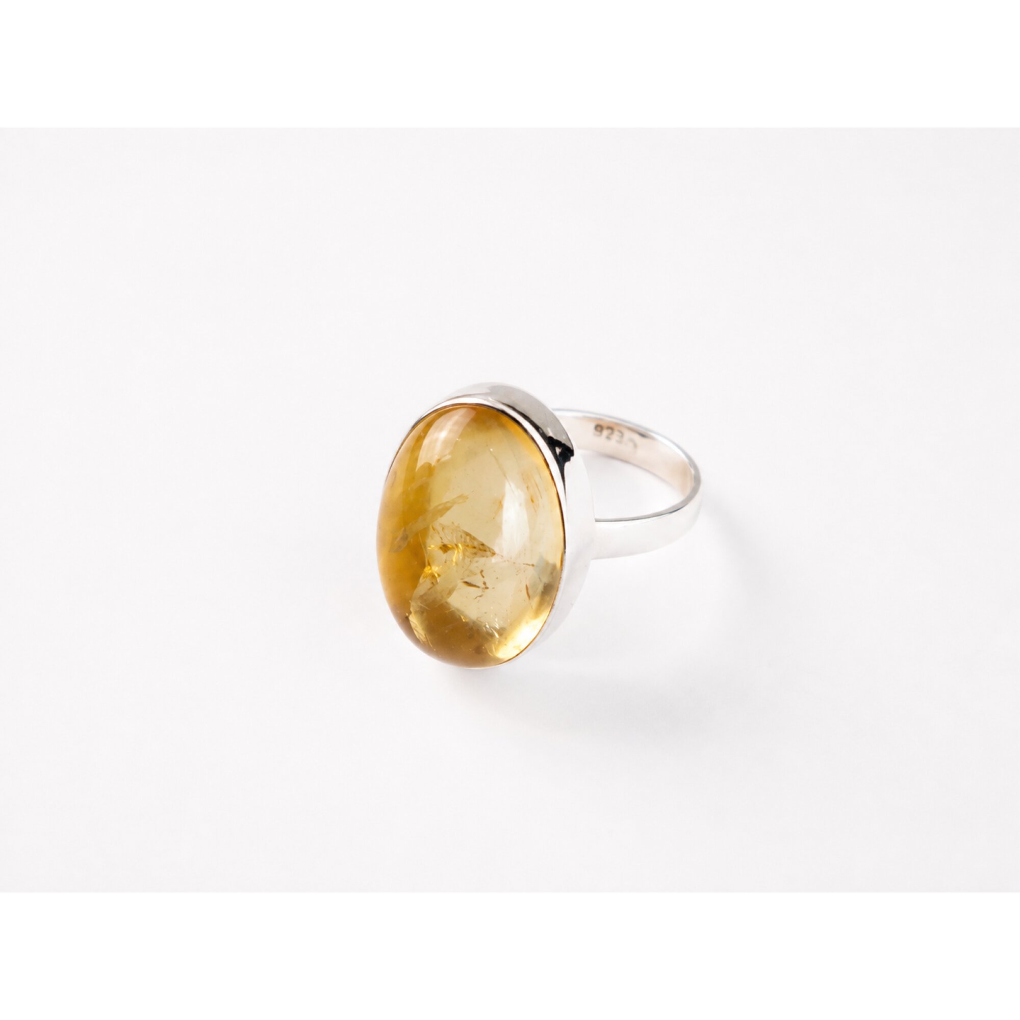 Clear golden Natural Rutilated Quartz oval 925 Sterling Silver Ring Size 6.75 – photo 4
