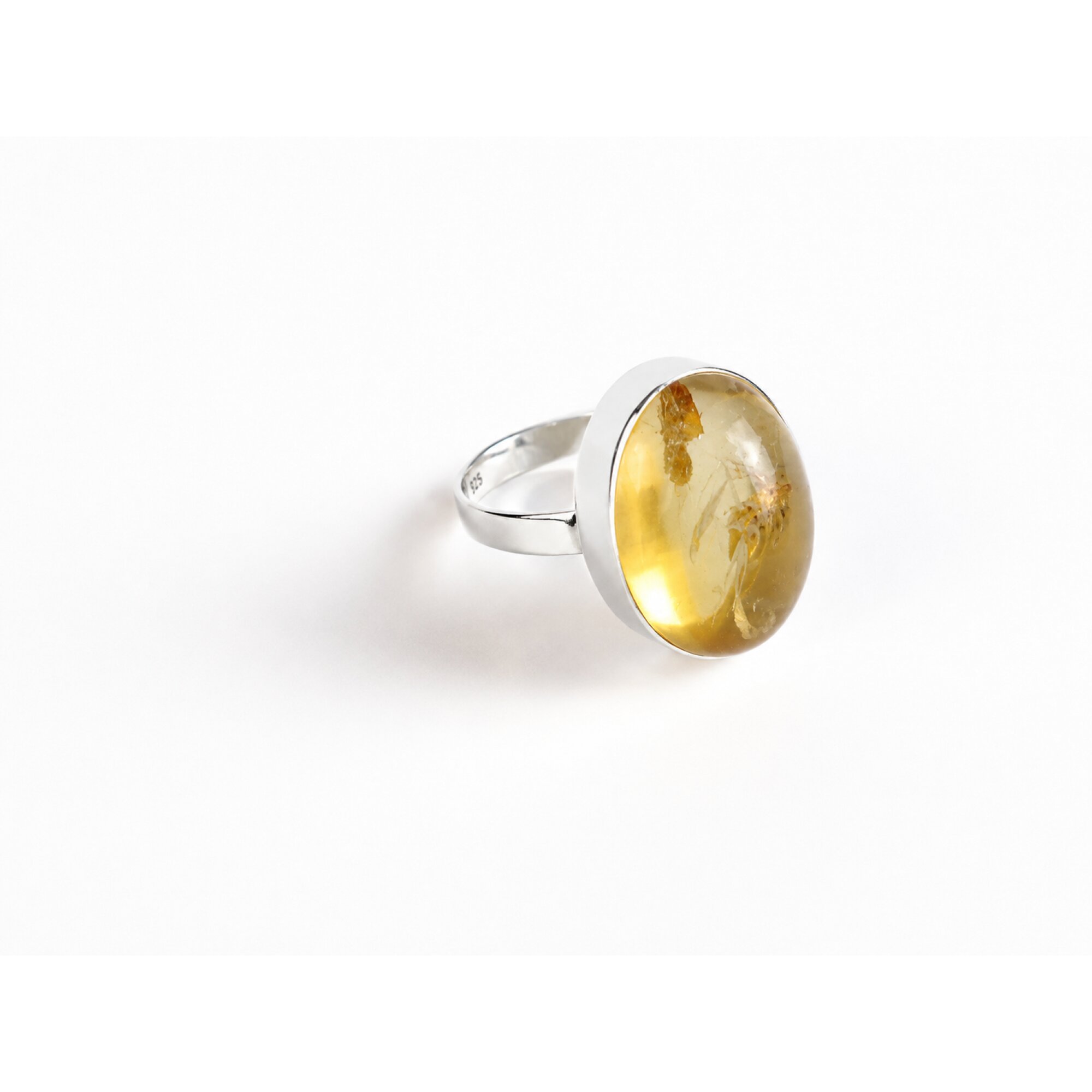 Clear golden Natural Rutilated Quartz oval 925 Sterling Silver Ring Size 6.75 – photo 5