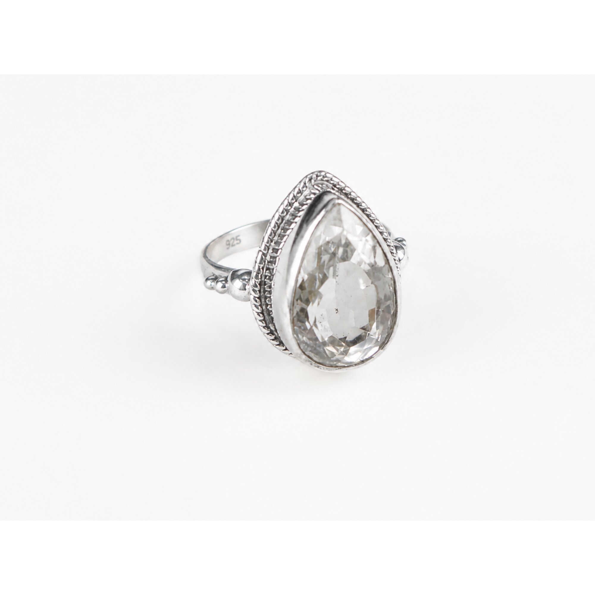 Clear white Topaz teardrop 925 Sterling Silver Ring Size 7.50 – photo 7