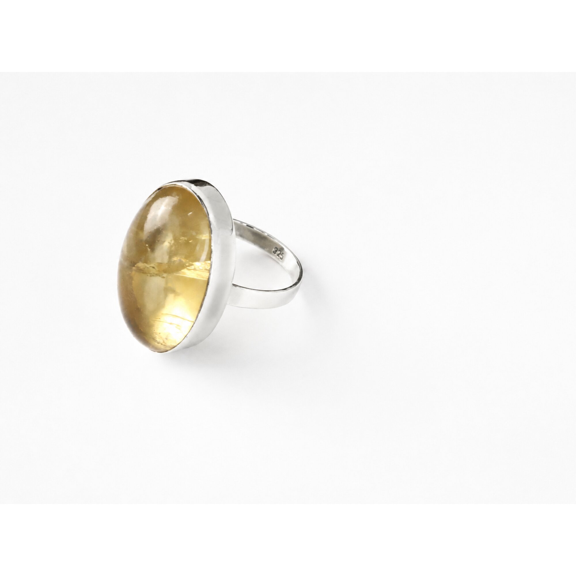 Clear yellow Natural Citrine oval 925 Sterling Silver Ring Size 7.25 – photo 4