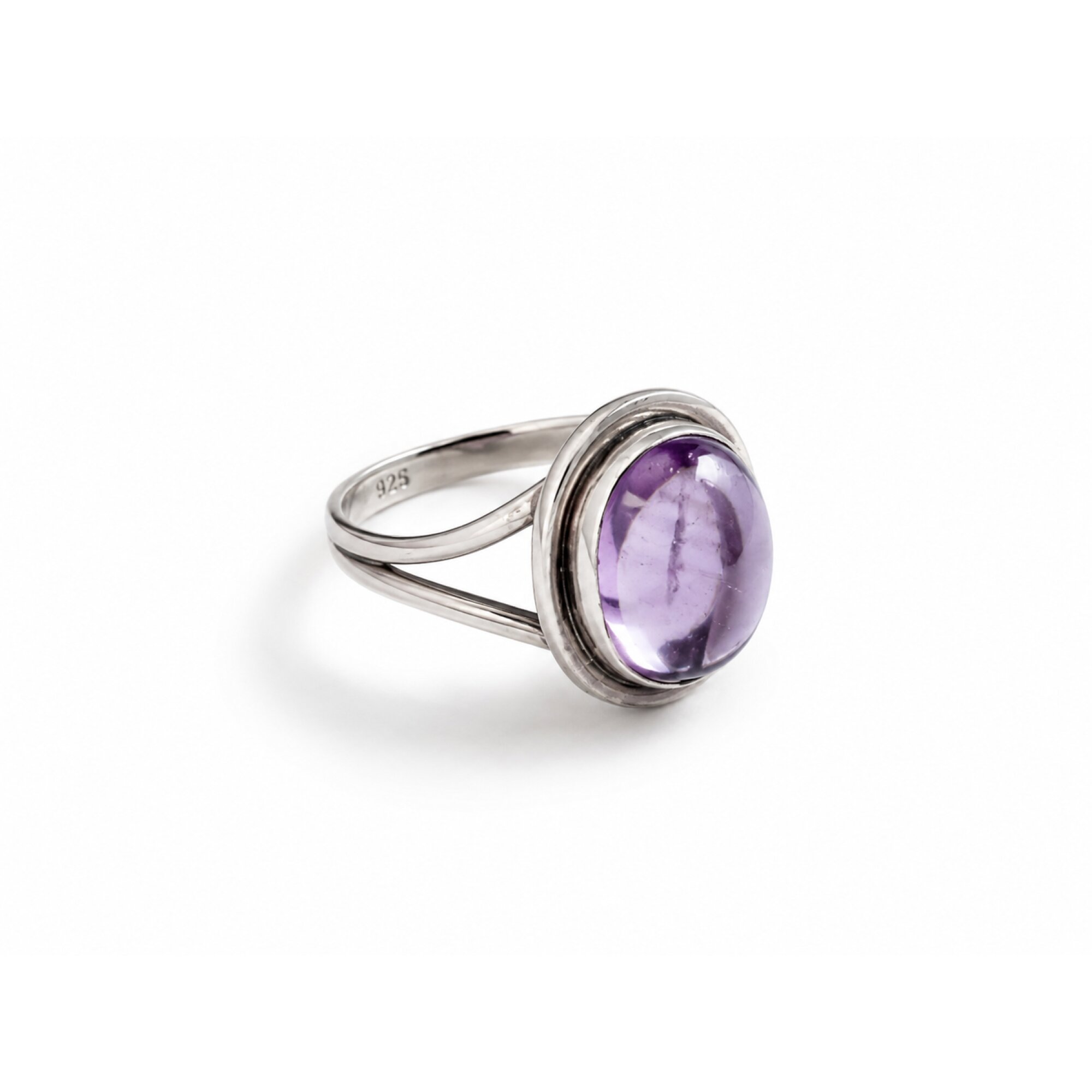 Clear purple Natural amethyst oval 925 Sterling Silver Ring Size 7.00 – photo 9