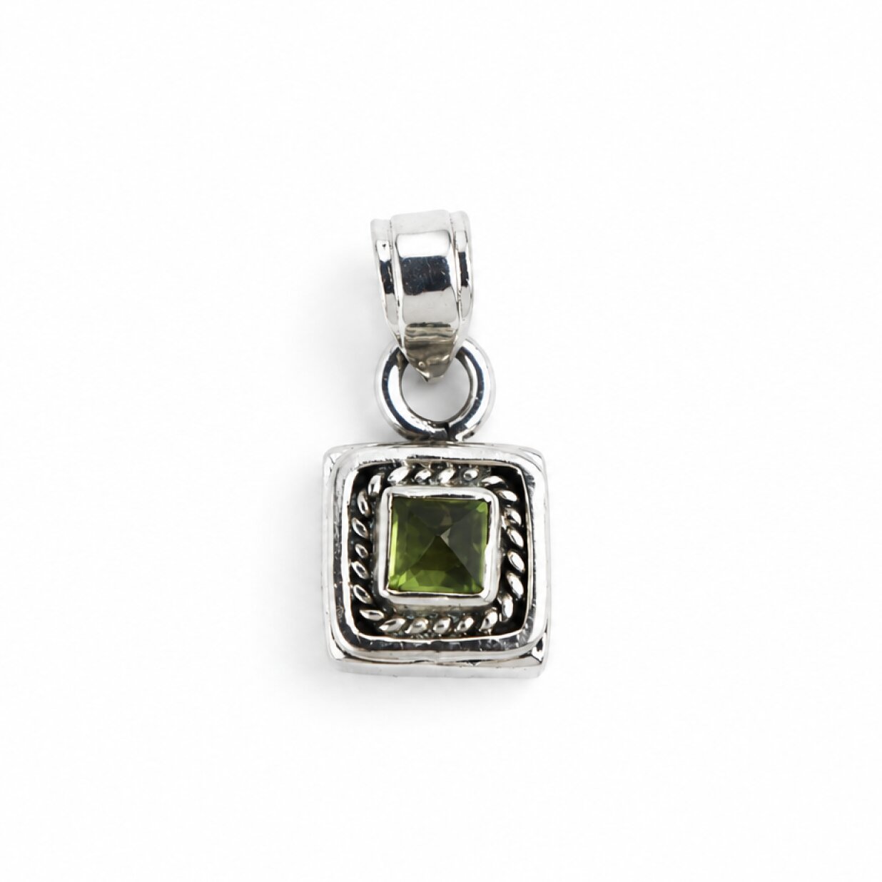 Clear green Natural citrine 925 Sterling Silver Pendant 25 mm – photo 6
