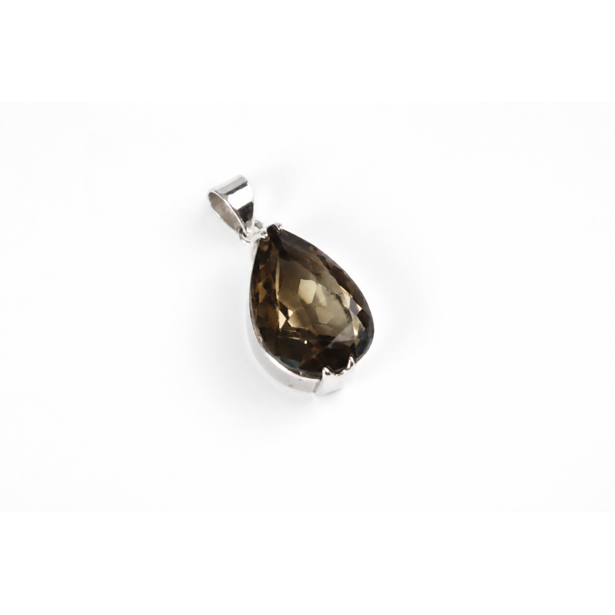 Clear green Natural smokey quartz teardrop 925 Sterling Silver Pendant 39 mm – photo 6