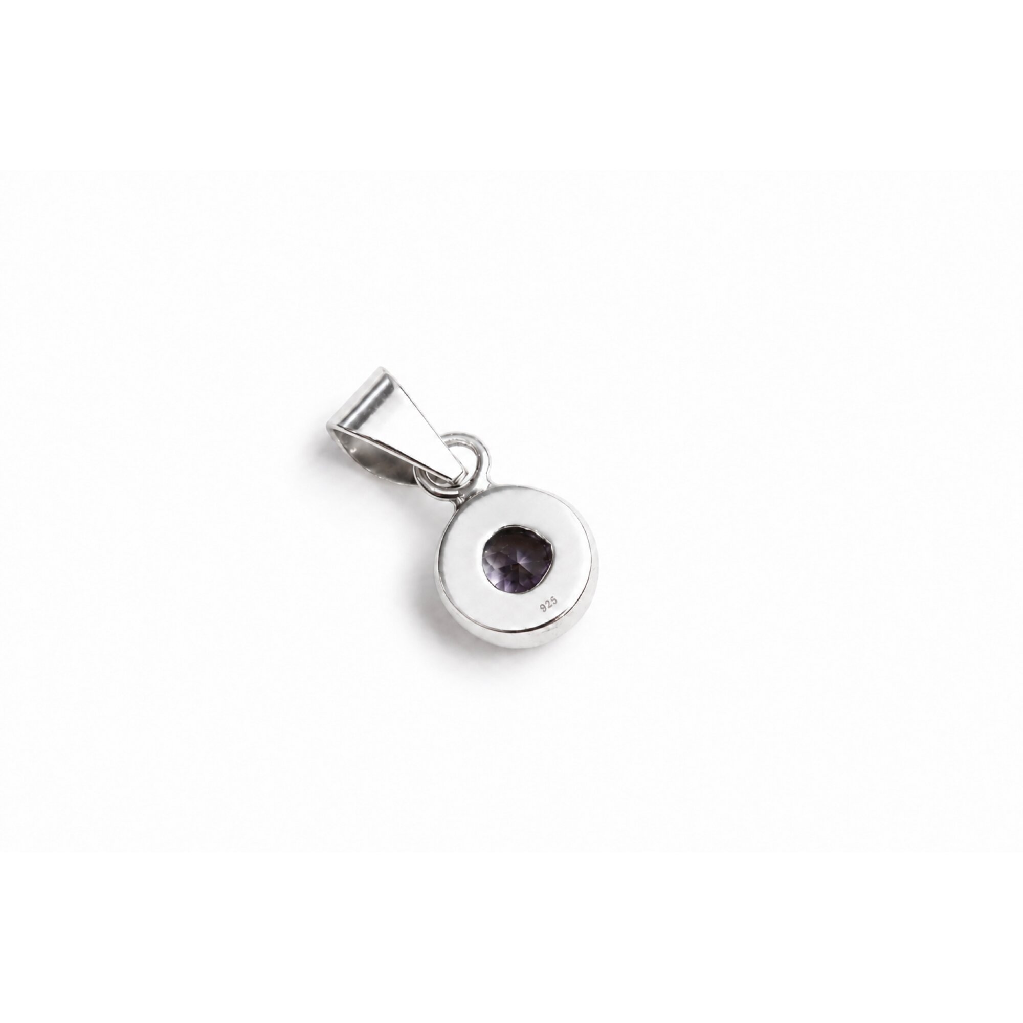 purple Natural amethyst round 925 Sterling Silver Pendant 29 mm – photo 5