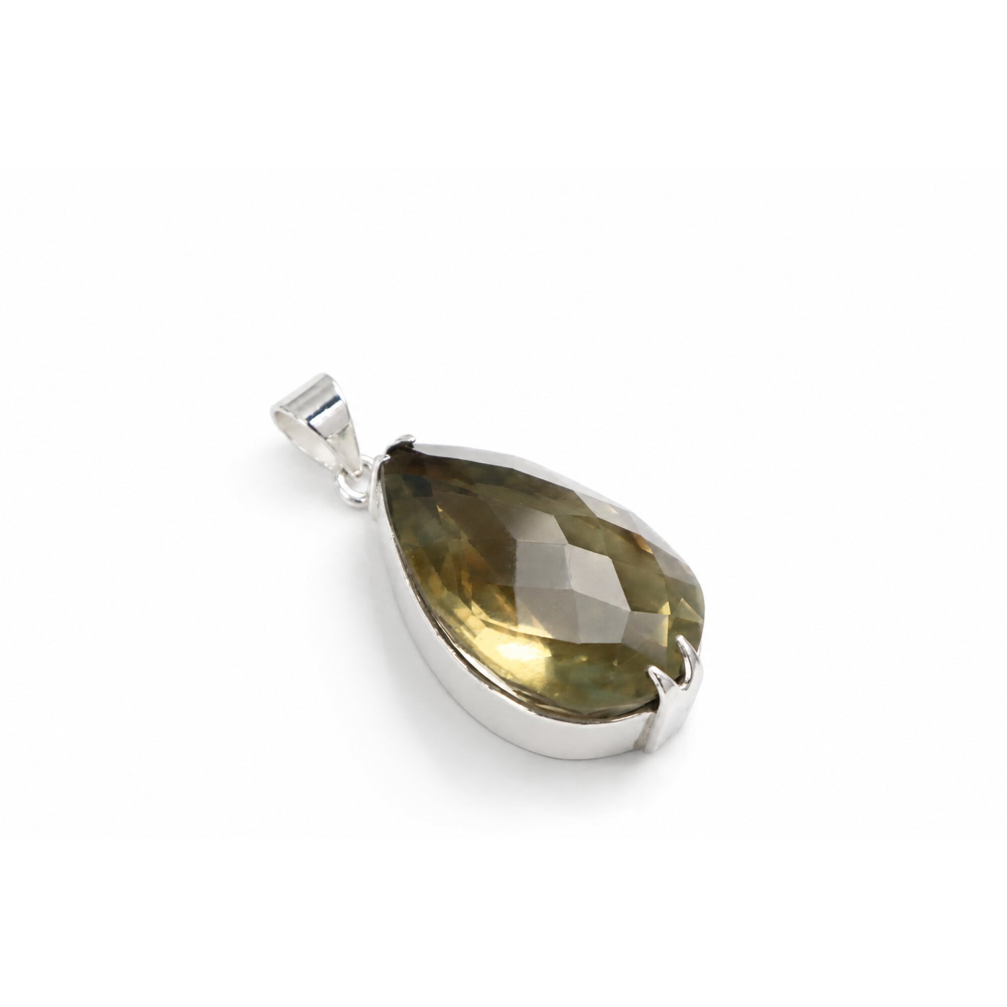 Brown Natural Smokey Quartz teardrop 925 Sterling Silver Pendant 44 mm – photo 5
