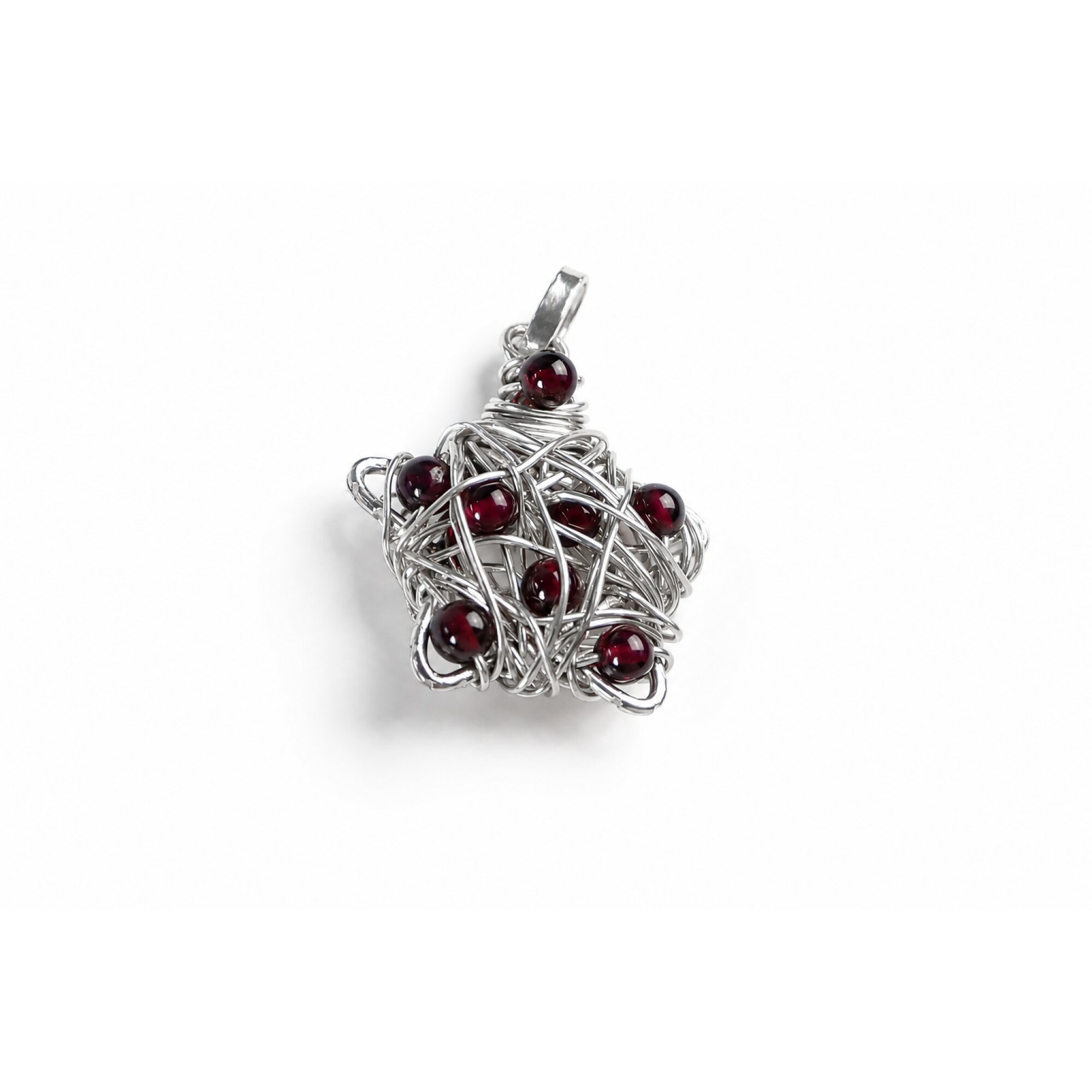 Red Garnet wired star 925 Sterling Silver Pendant 36 mm – photo 6