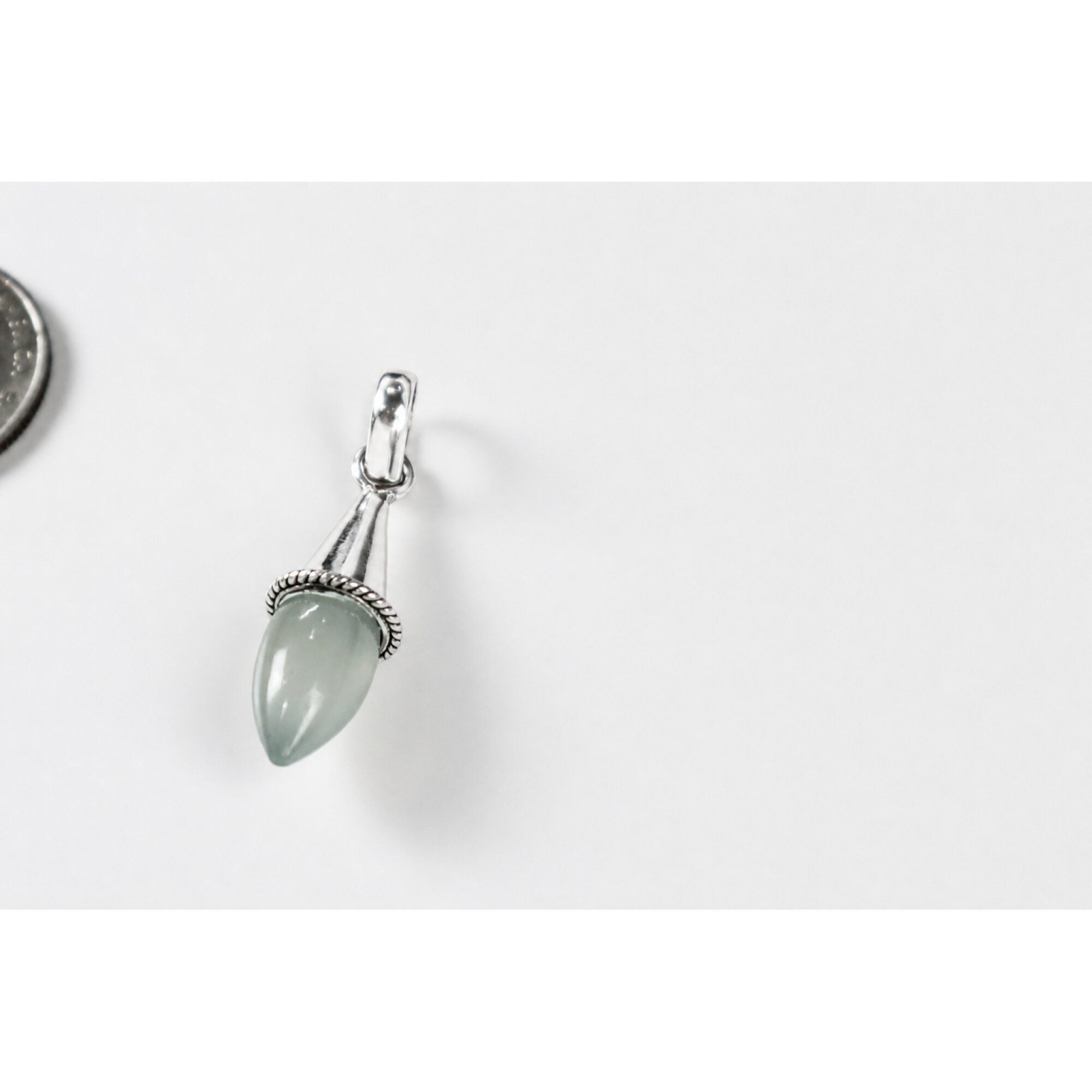 Clear light blue green Natural Aquamarine teardrop 925 Sterling Pendant 40 mm – photo 5