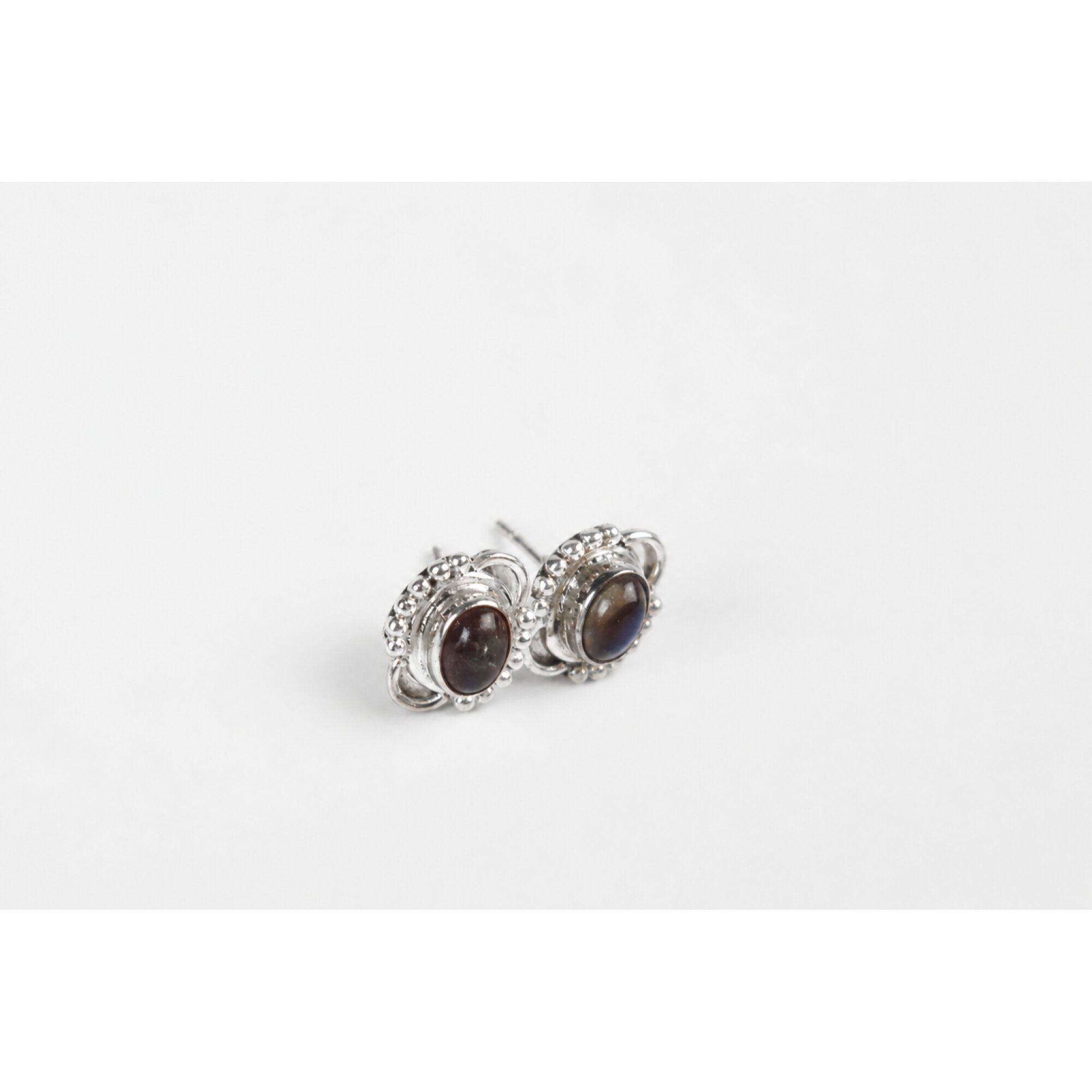 green blue Labradorite oval 925 Sterling Silver Earrings 13 mm – photo 2