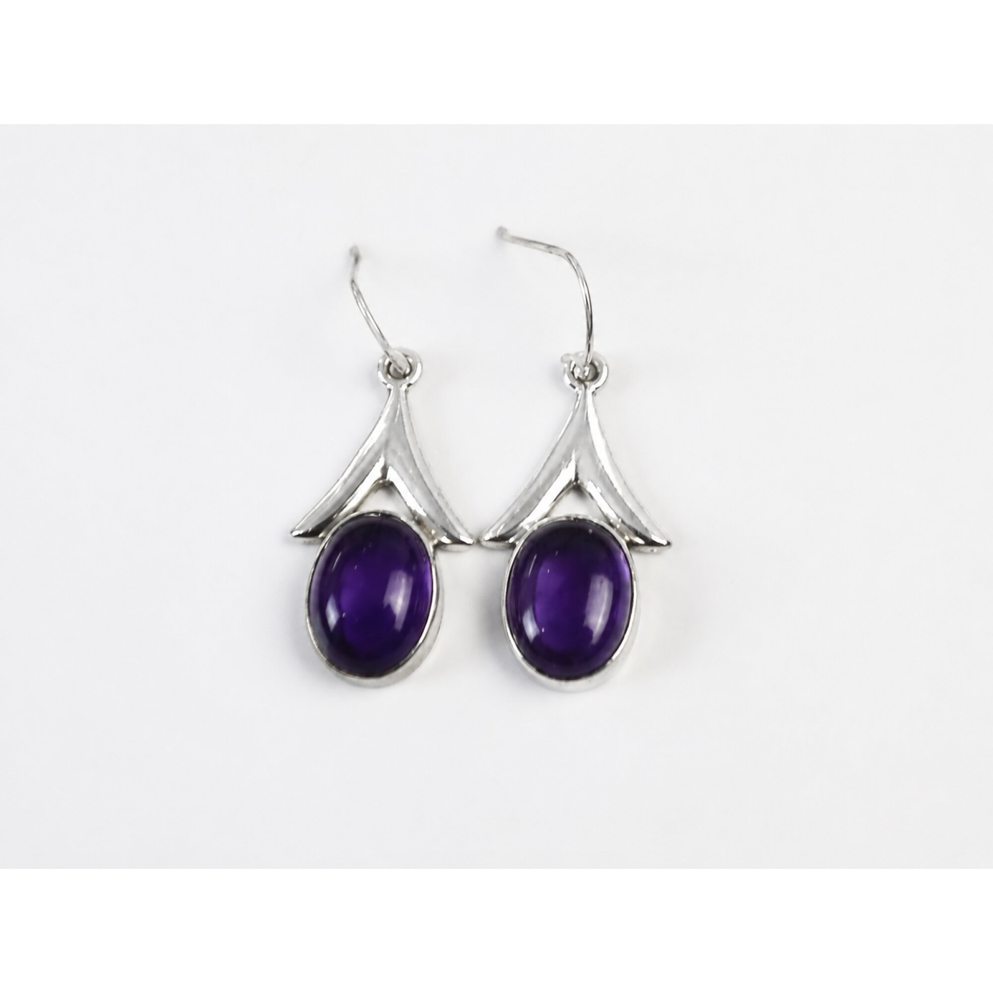 Clear purple Natural amethyst oval 925 Sterling Silver Earrings 44 mm – photo 2