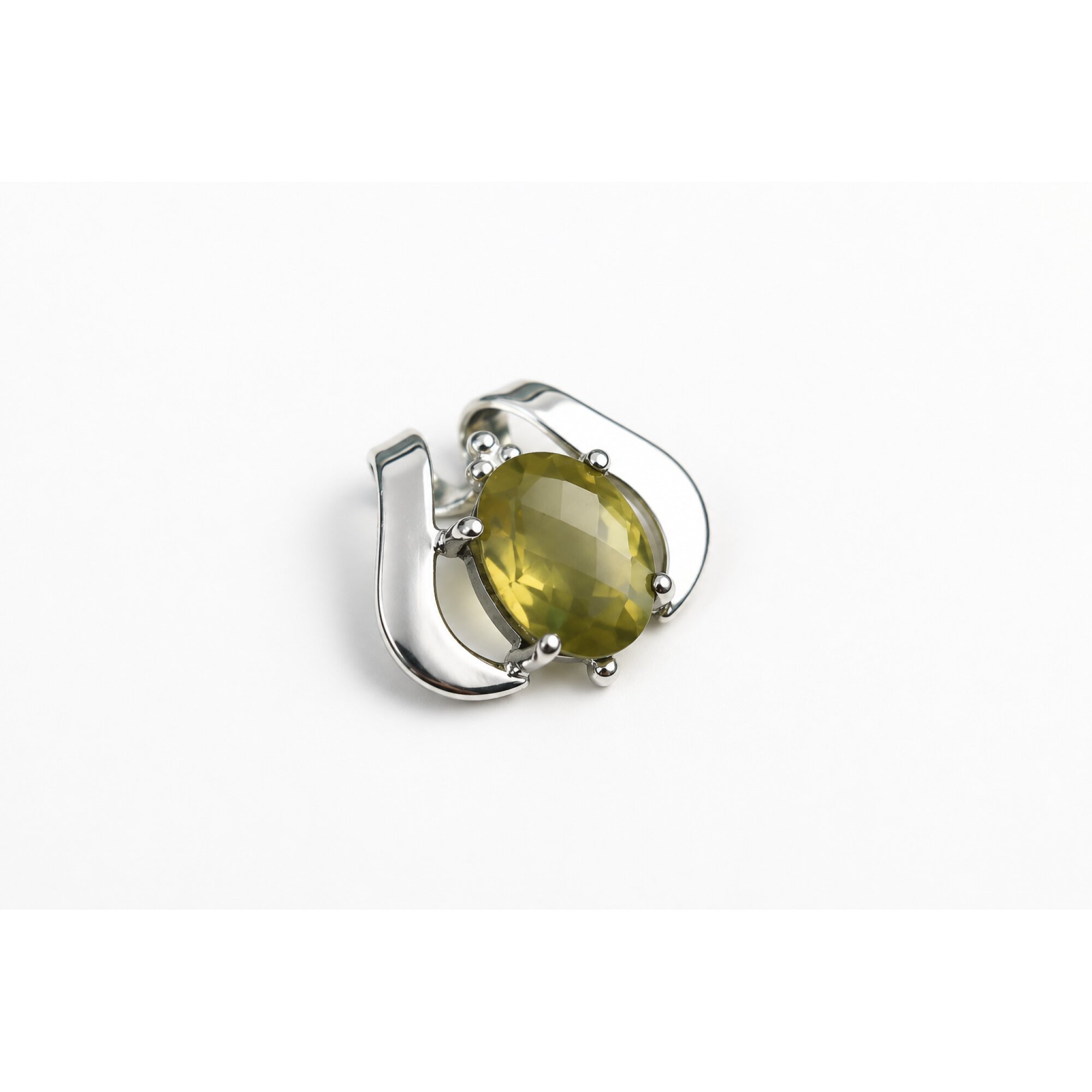 Clear yellow Natural Lemon Quartz oval 925 Sterling Silver Pendant 25 mm – photo 2