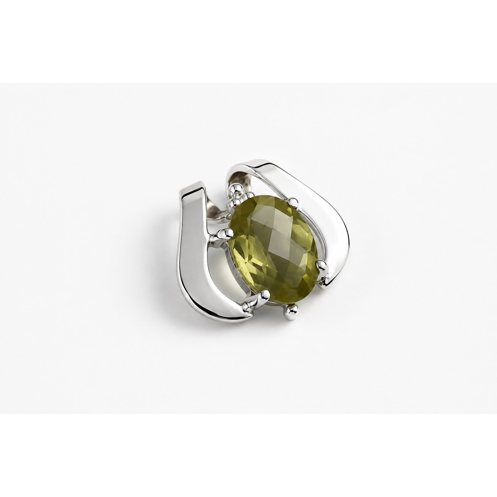 Clear yellow Natural Lemon Quartz oval 925 Sterling Silver Pendant 25 mm – photo 4