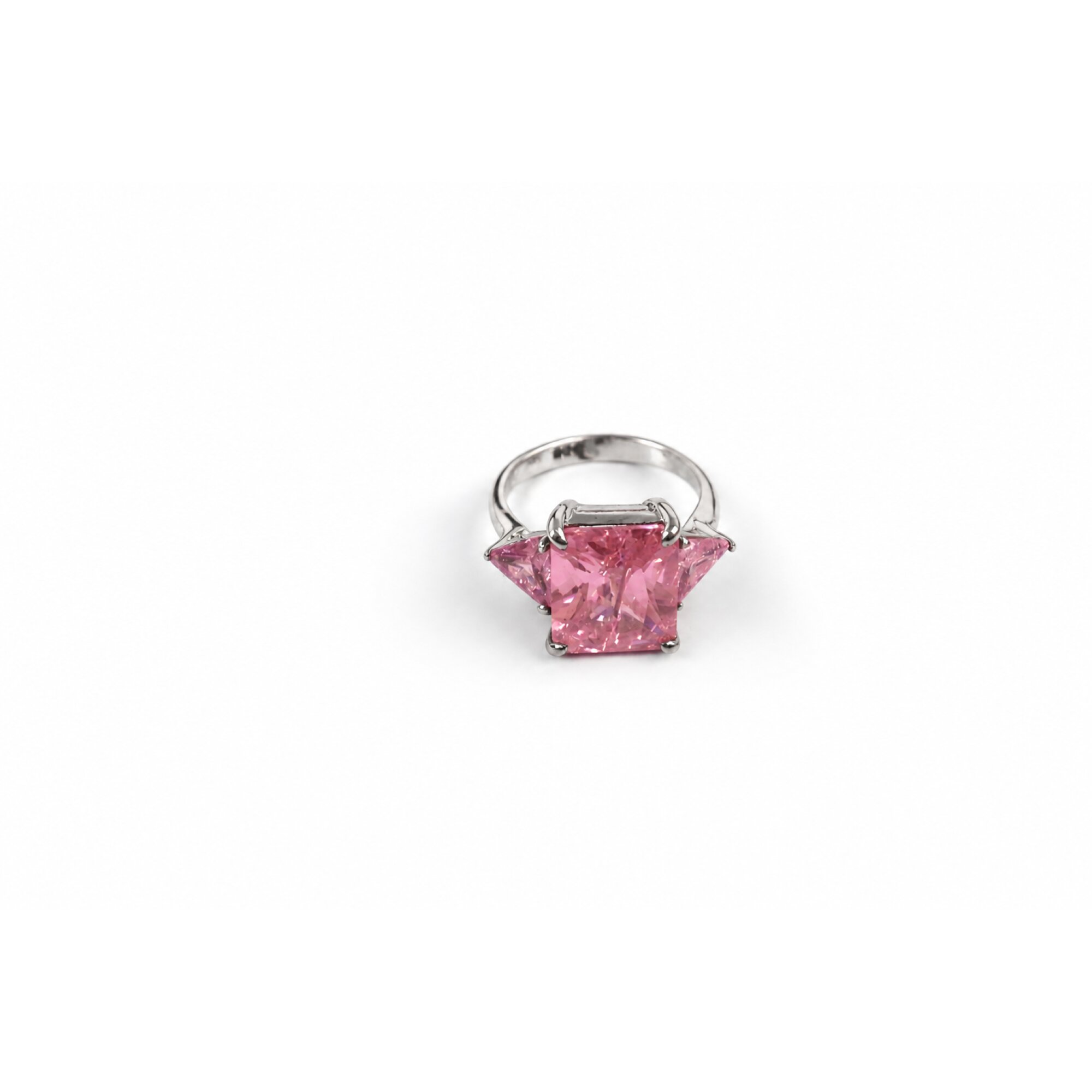 Clear pink Cubic Zirconia rectangle 925 Sterling Silver Ring Size 5.75 – photo 4