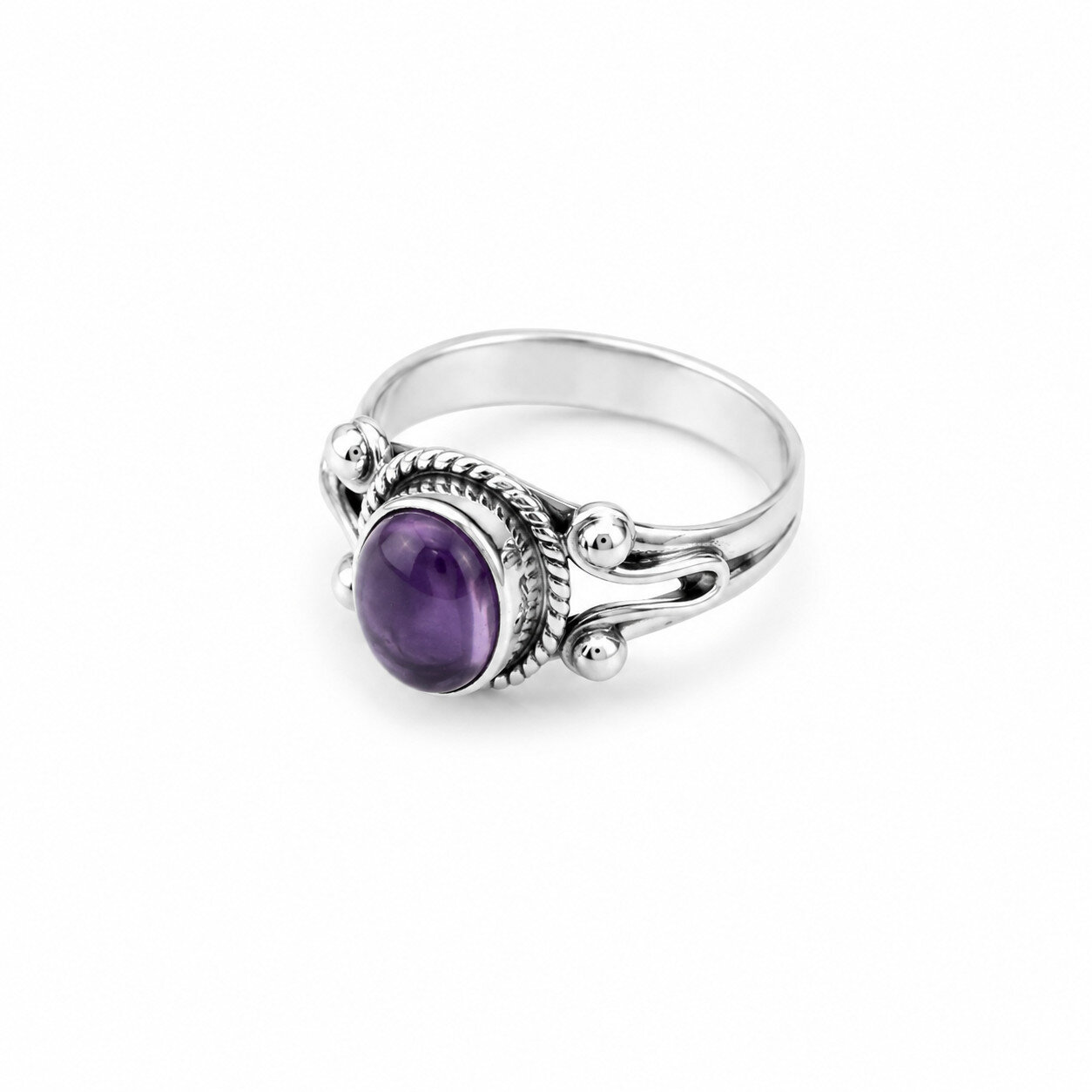 Unique Premium Purple Amethyst 925 Sterling Silver Oval Ring US#6 1/2 – photo 3