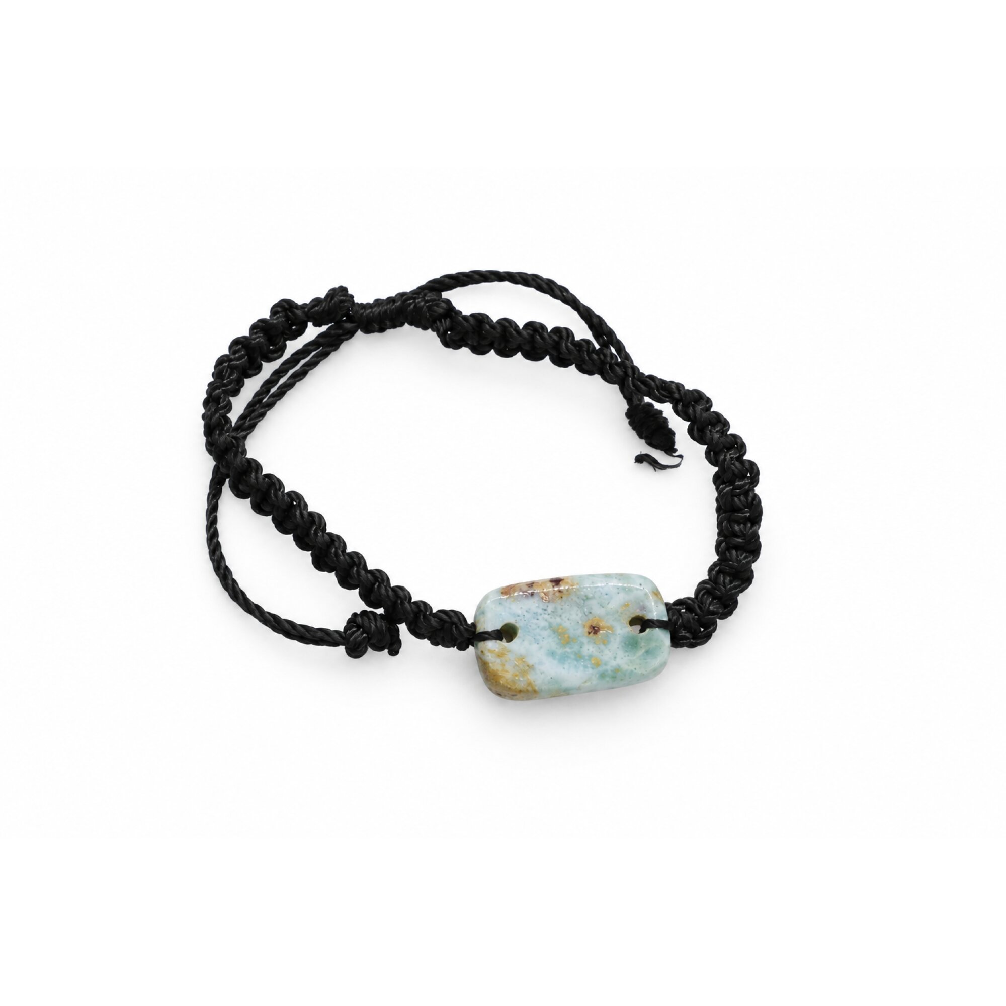 Artisan crafted light blue Dominican Larimar macrame bracelet 24mm – photo 4