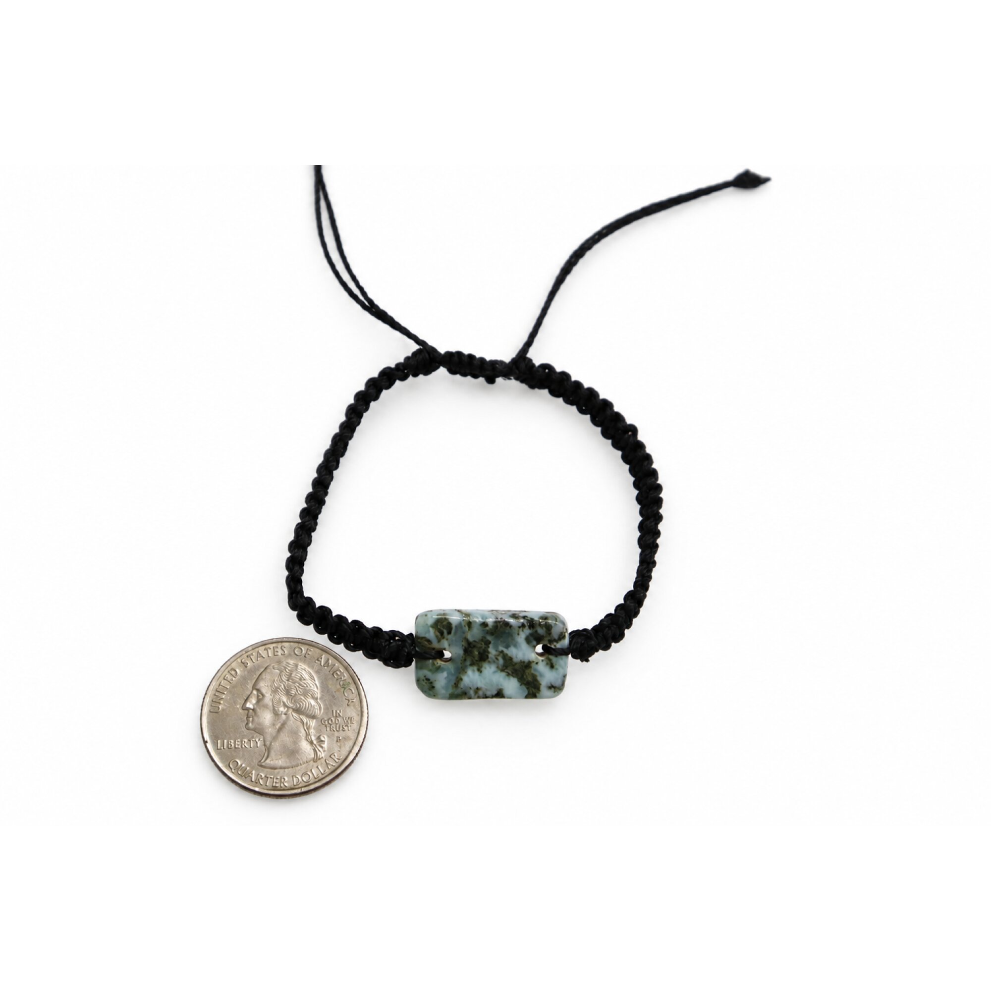 Expertly crafted black blue Dominican Larimar macrame bracelet 22mm – photo 4