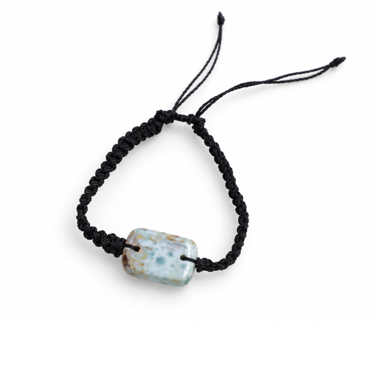 Artisan made red blue Dominican Larimar macrame bracelet 24mm