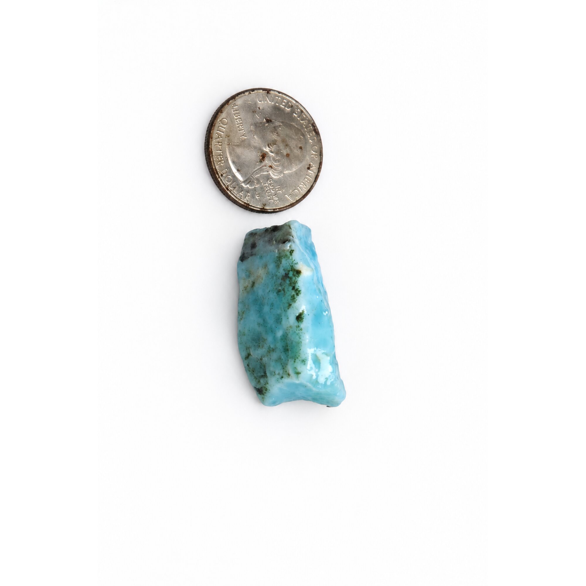 Earth crafted sky blue rough Dominican Larimar 29mm – photo 2