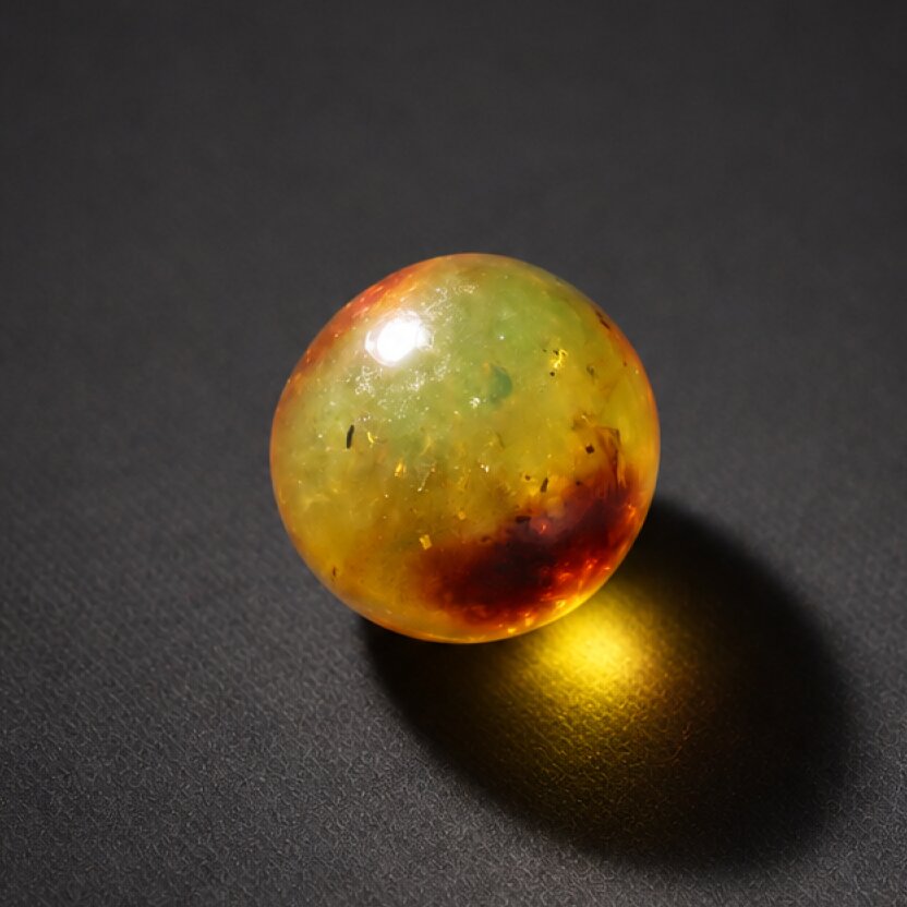 Earth mined yellow orange Dominican amber sphere/ball 18.5mm