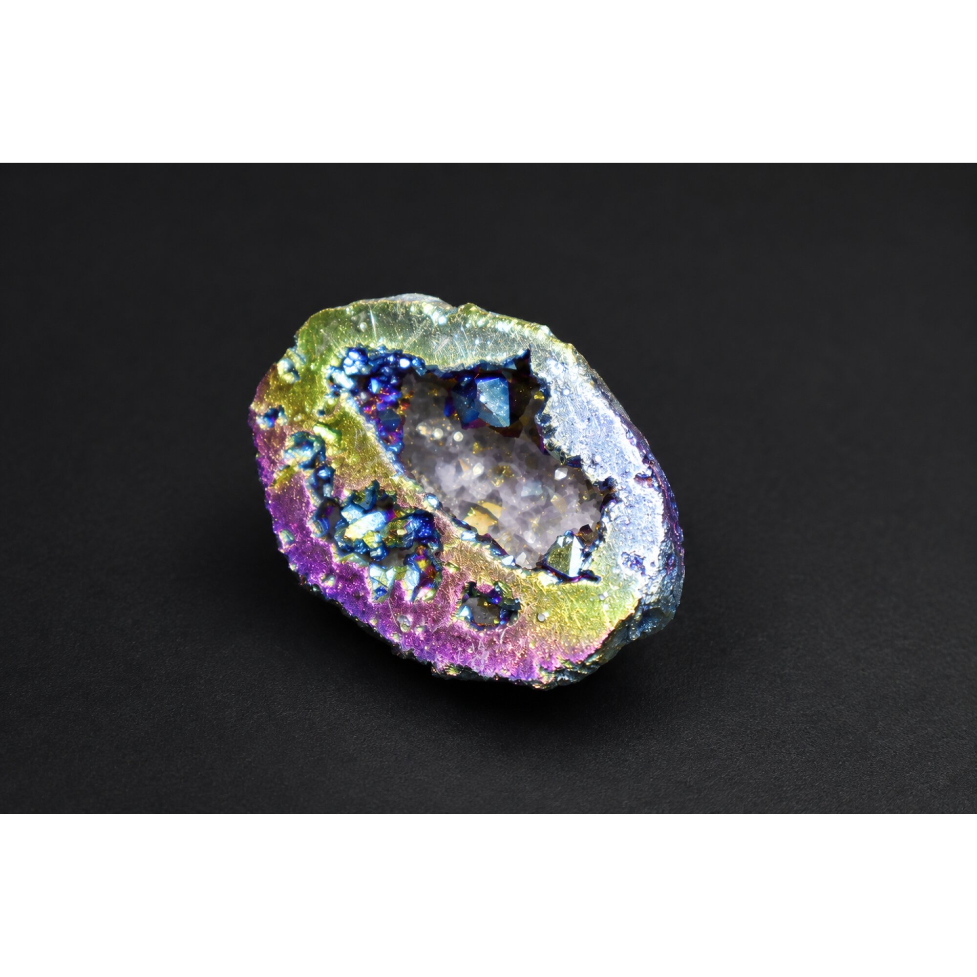 Genuine Rainbow pink titanium aura quartz druzy geode raw specimen 46mm – photo 8