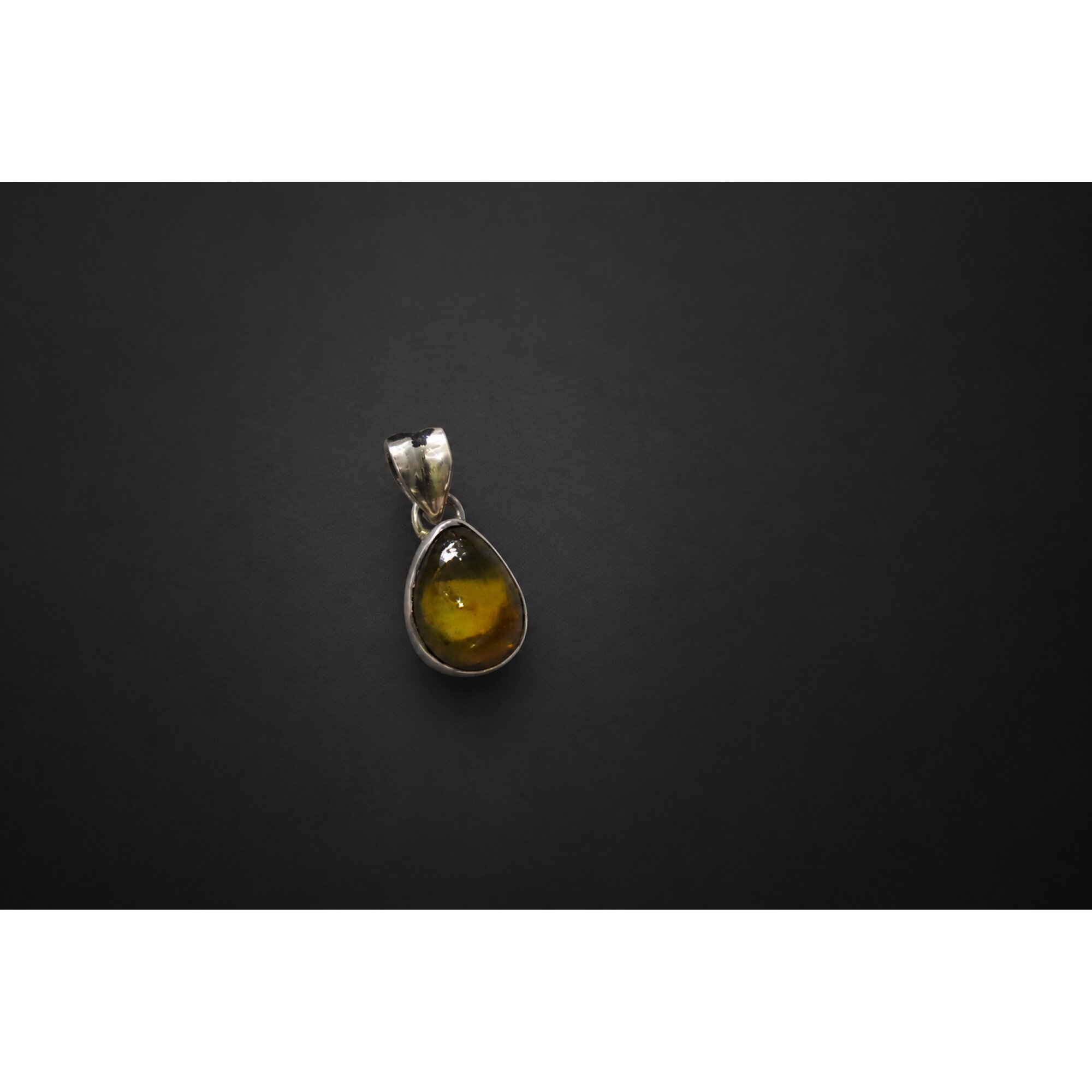 Hand finished dark yellow Dominican amber sterling silver pendant 24mm – photo 2