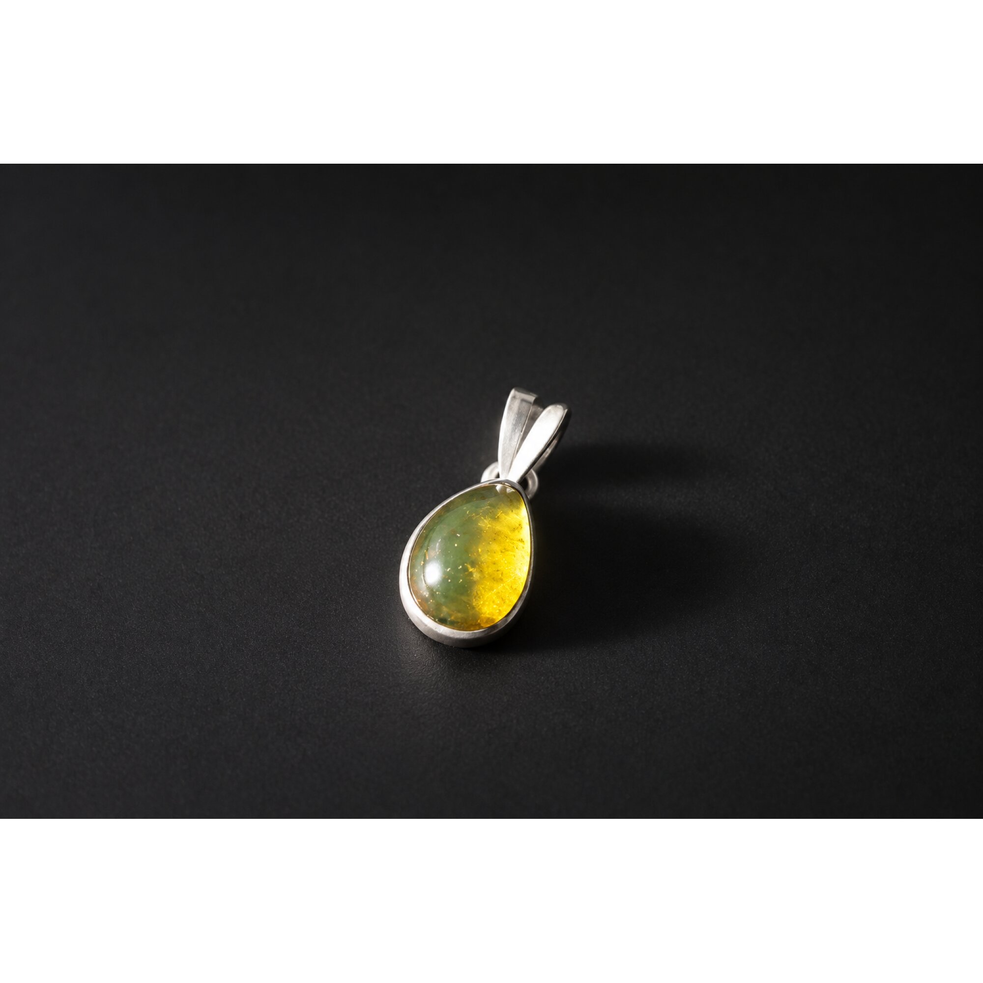 Hand finished dark yellow Dominican amber sterling silver pendant 24mm – photo 5