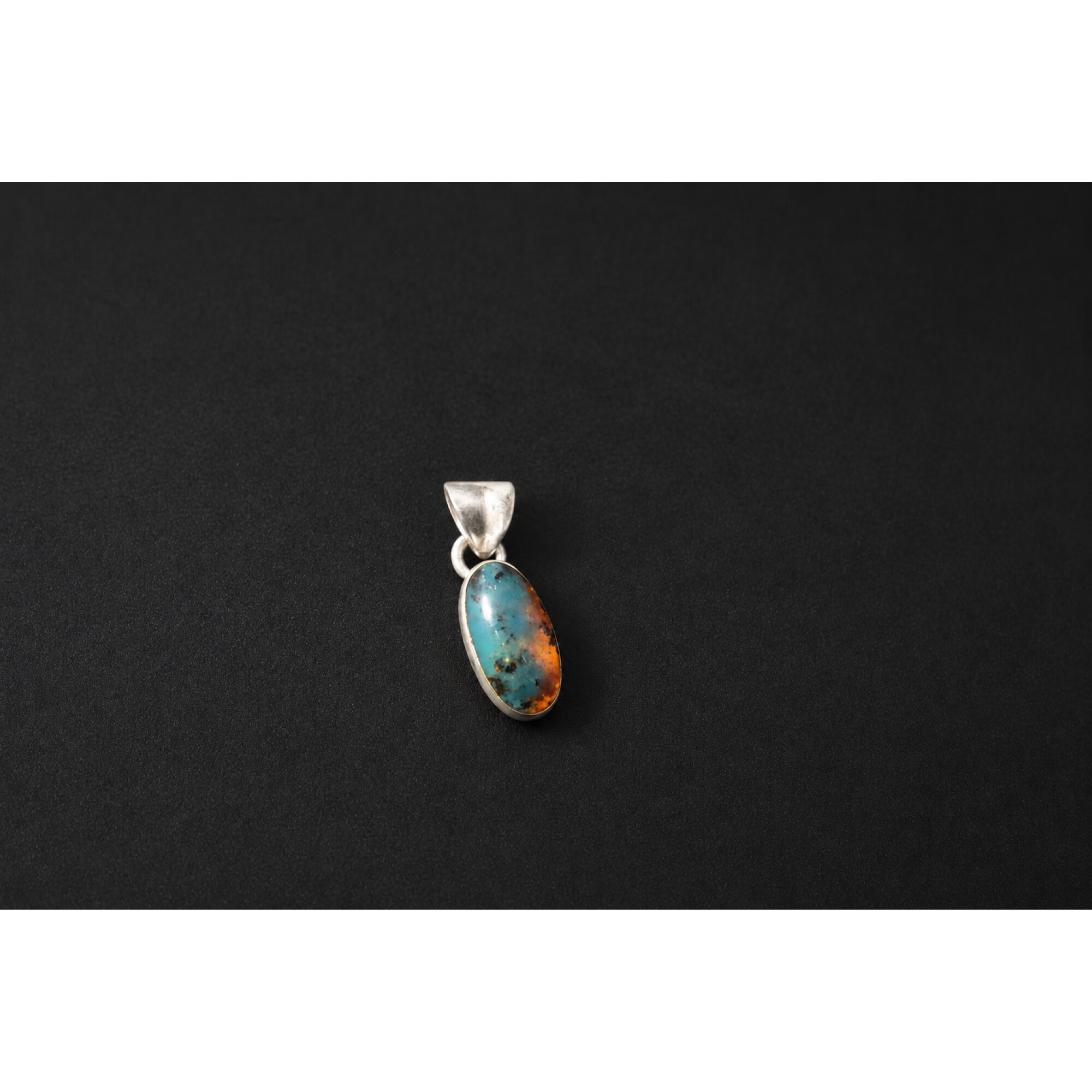 Individually crafted deep blue Dominican amber sterling silver pendant 23mm – photo 3