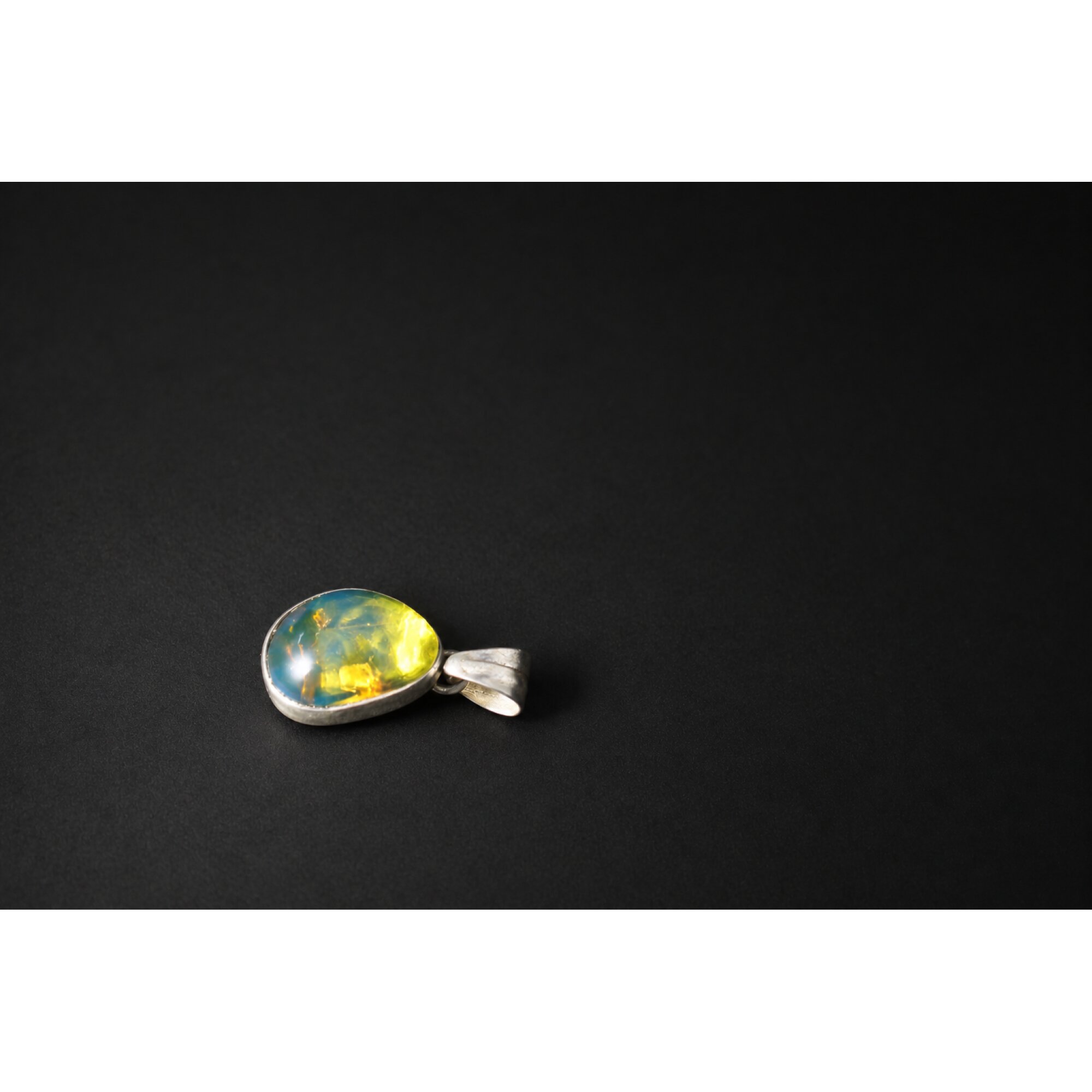 Genuine handcrafted sky blue Dominican amber sterling silver pendant 25mm – photo 5