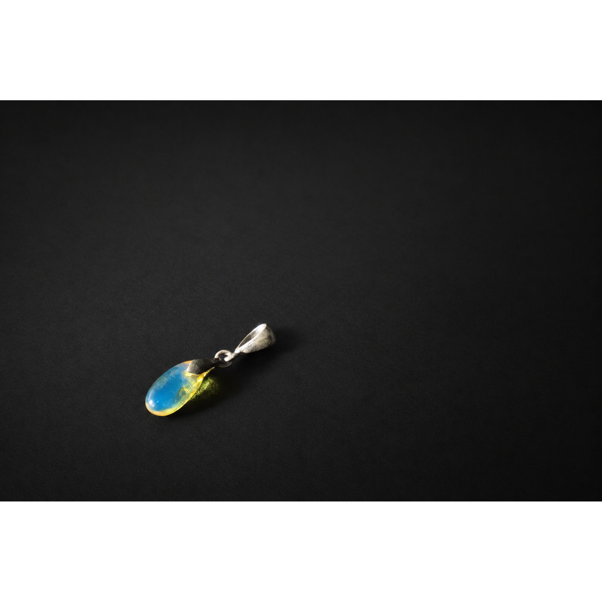 Artisan crafted sky blue Dominican amber sterling silver pendant 25mm – photo 2