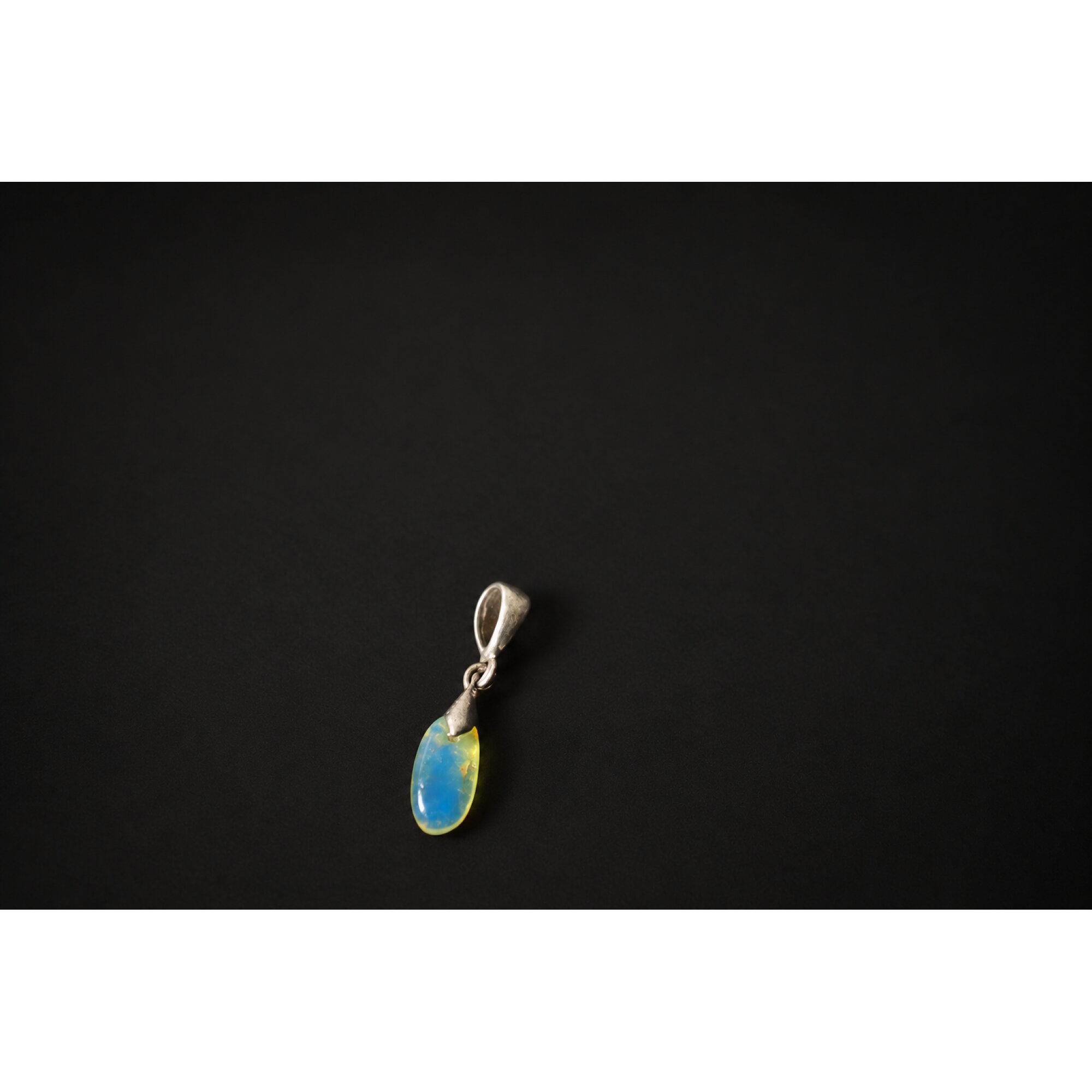 Artisan crafted sky blue Dominican amber sterling silver pendant 25mm – photo 4