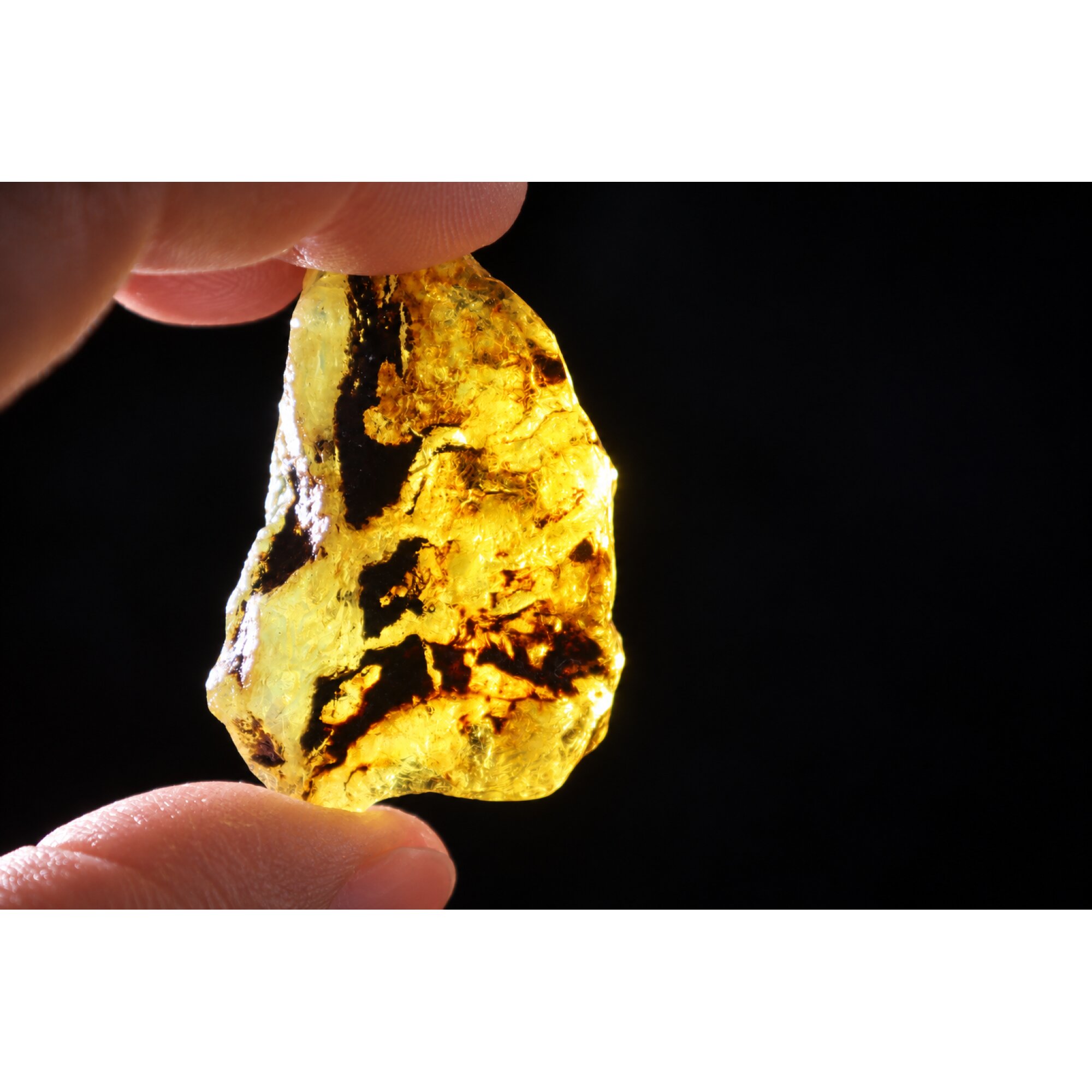 Genuine yellow blue rough specimen Dominican amber 41mm – photo 9