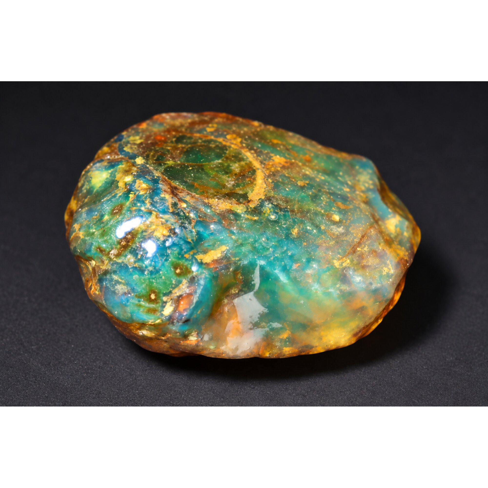 Real orange blue rough specimen Dominican amber 44mm – photo 15
