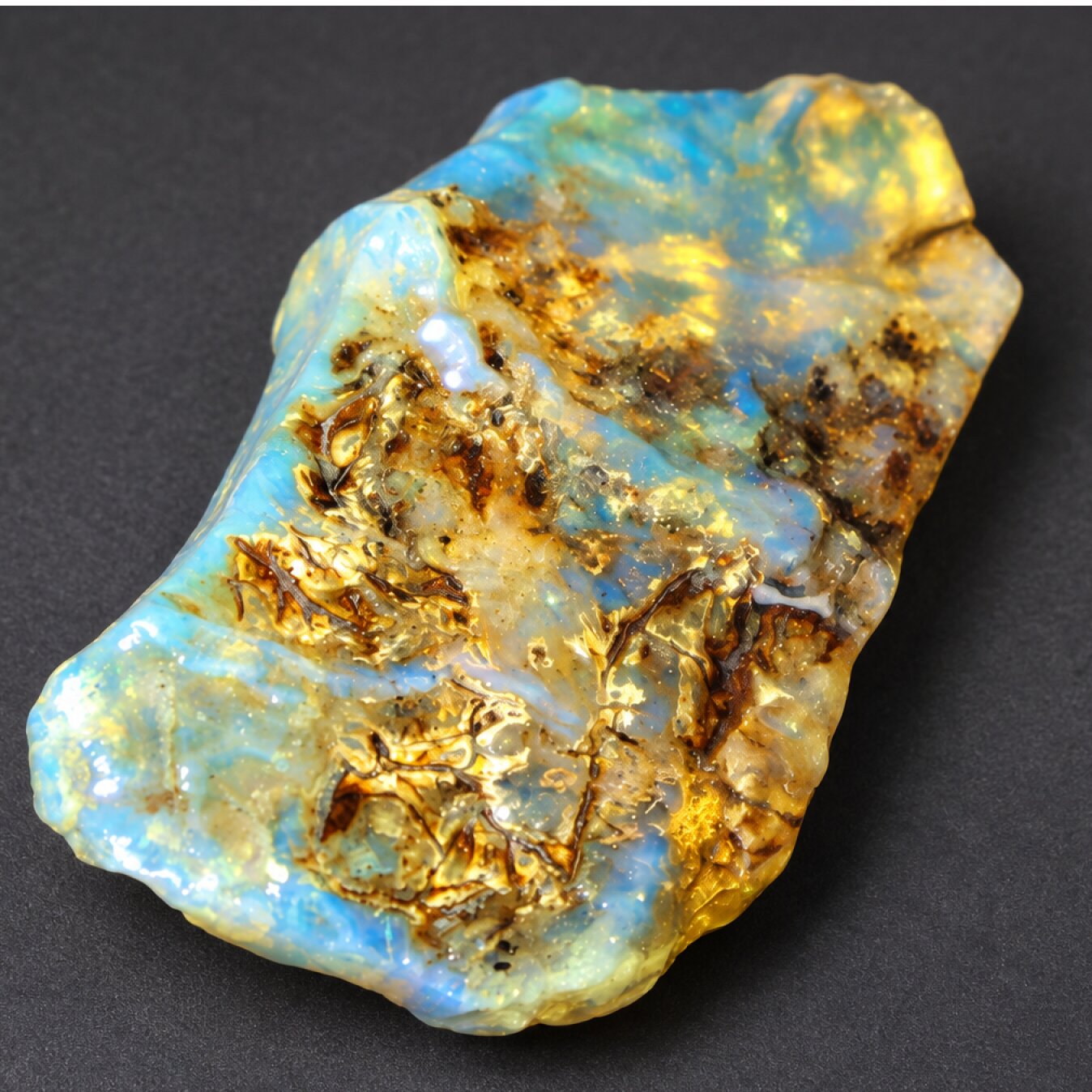 Authentic deep blue rough specimen Dominican amber 46mm