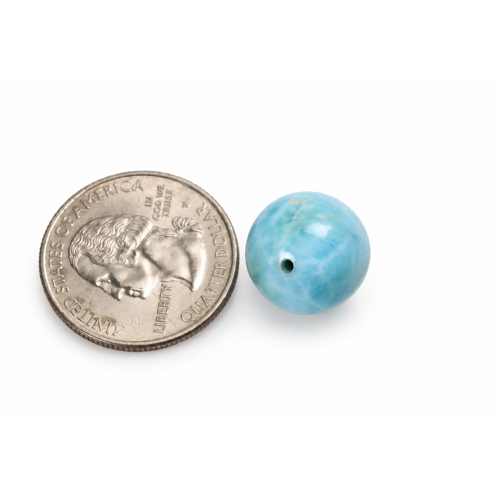 Genuine sky blue Dominican Larimar bead 14.6mm – photo 3