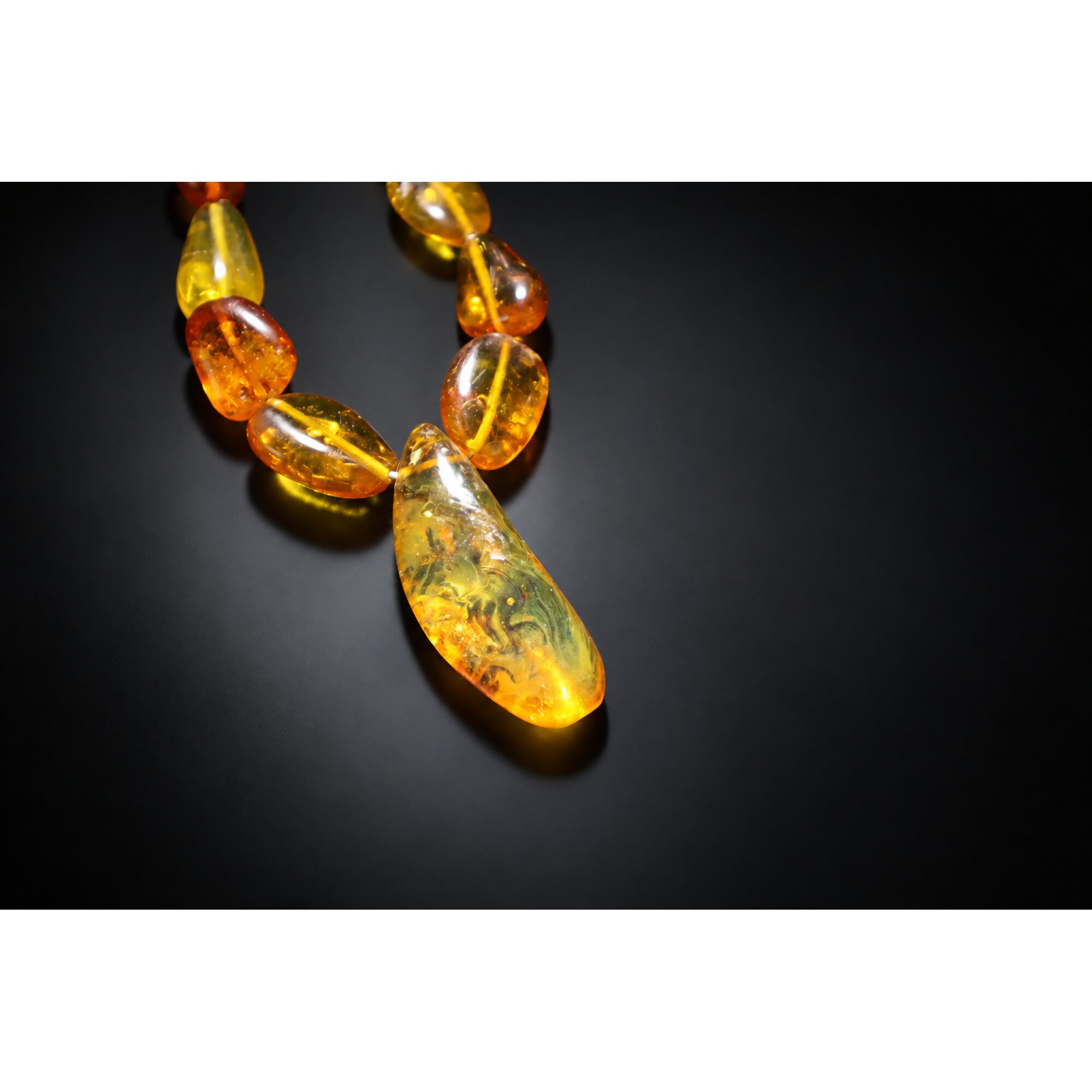 Boutique crafted green red Dominican amber sterling silver necklace 19.7in – photo 12