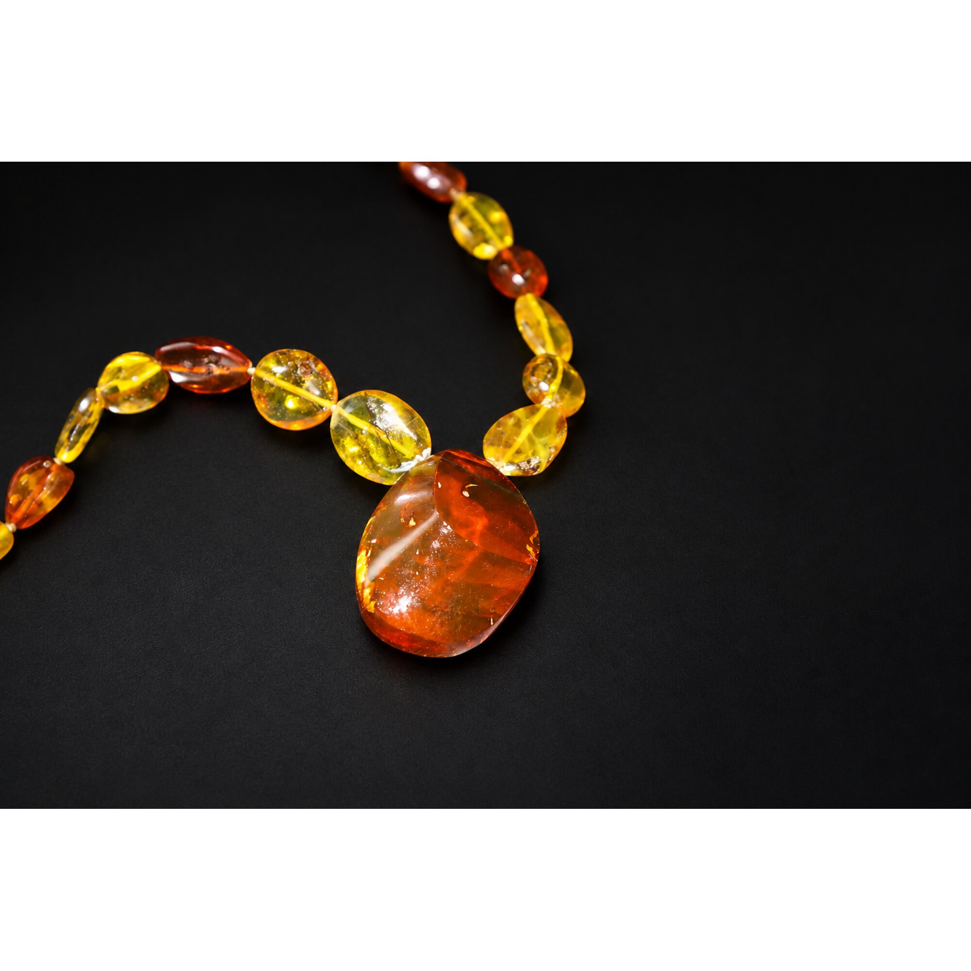 Skilled craftsmanship orange red Dominican amber sterling silver necklace 19.7in – photo 18