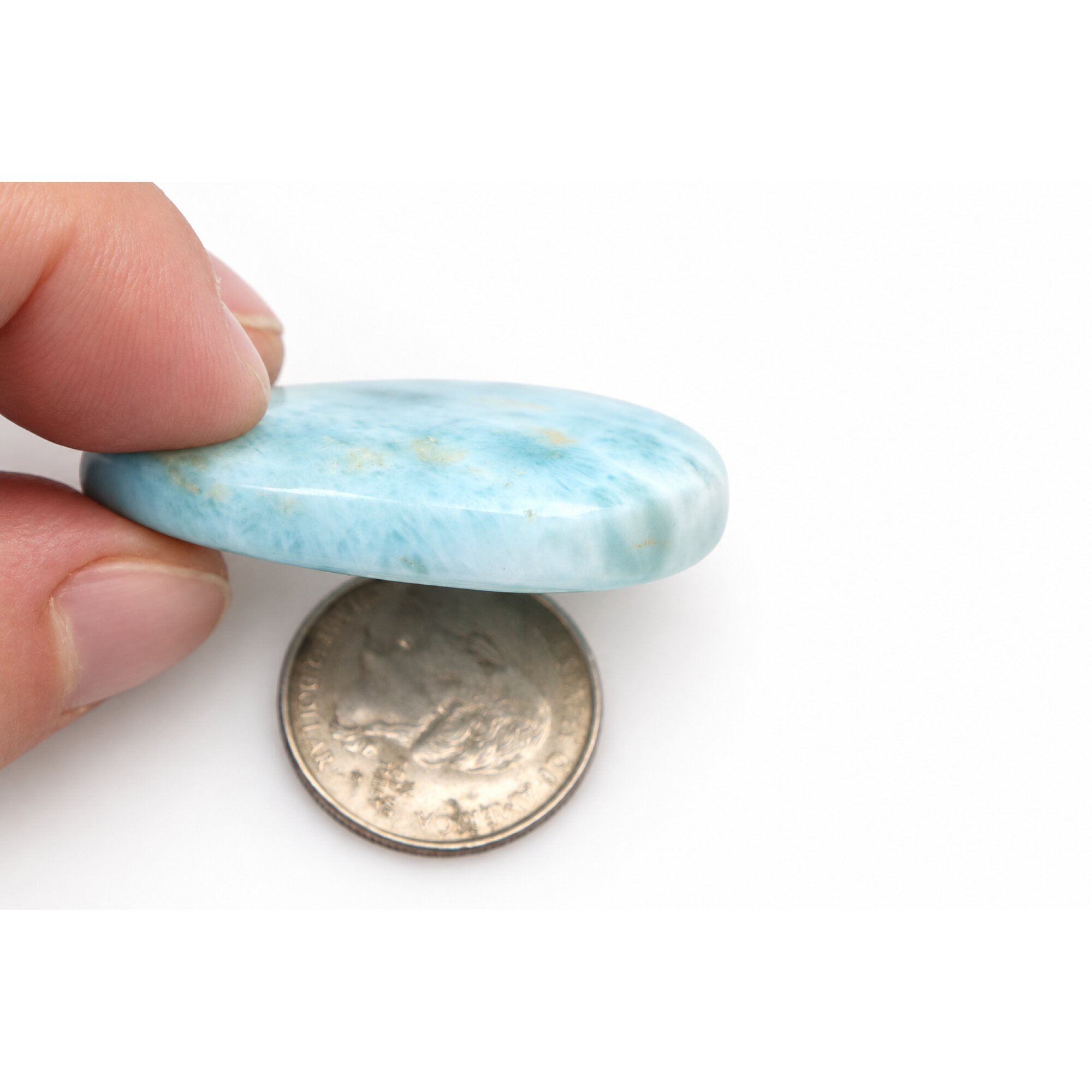 Expertly crafted sky blue polished Dominican Larimar 45mm – photo 5