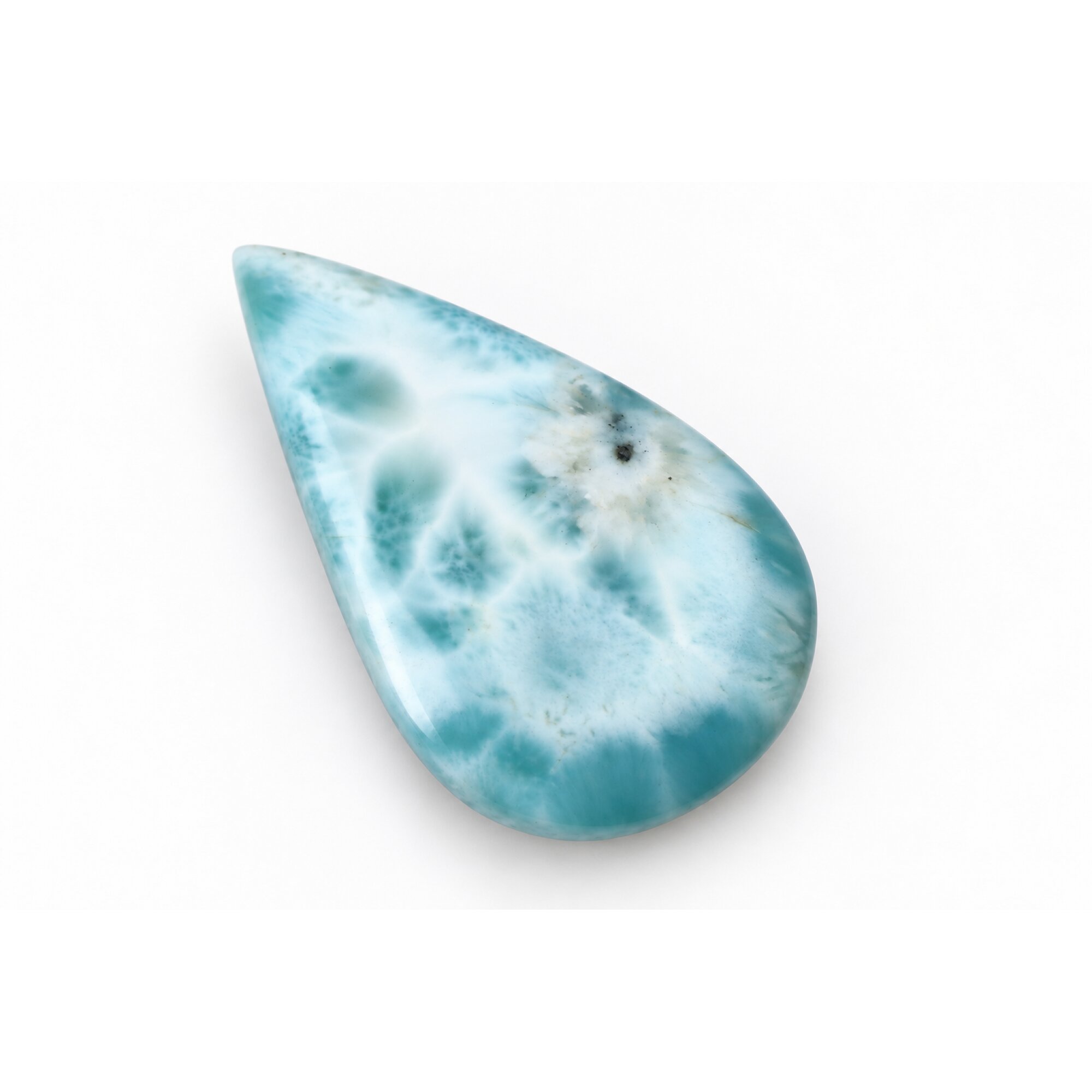 Master crafted sea blue Dominican Larimar cabochon 47mm – photo 4