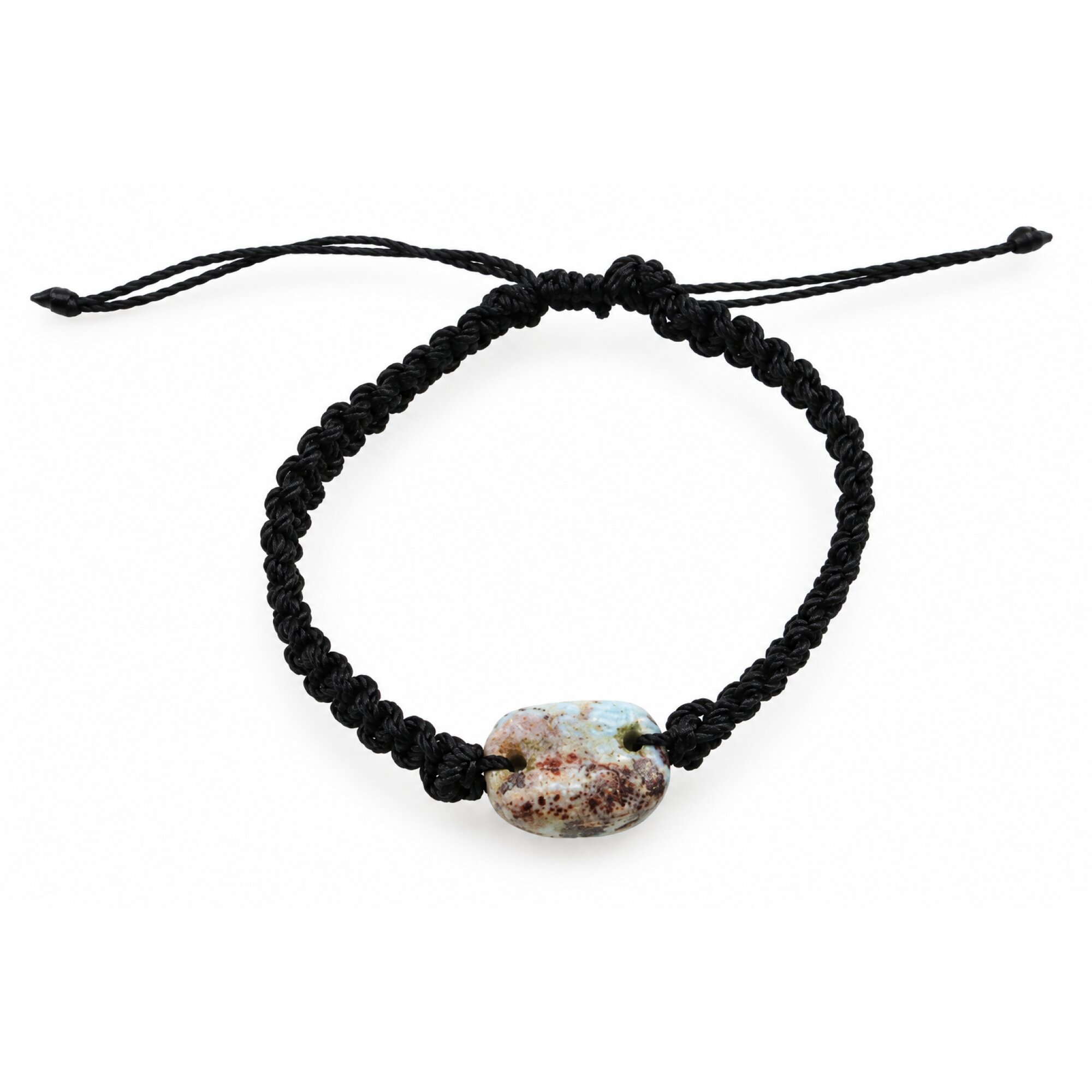 Artisan crafted sky blue Dominican Larimar macrame bracelet 17mm