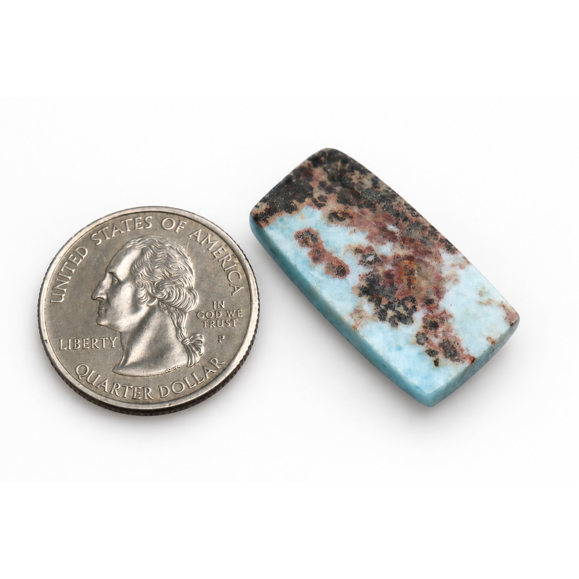 Earth crafted sky blue Dominican Larimar cabochon 28mm – photo 6