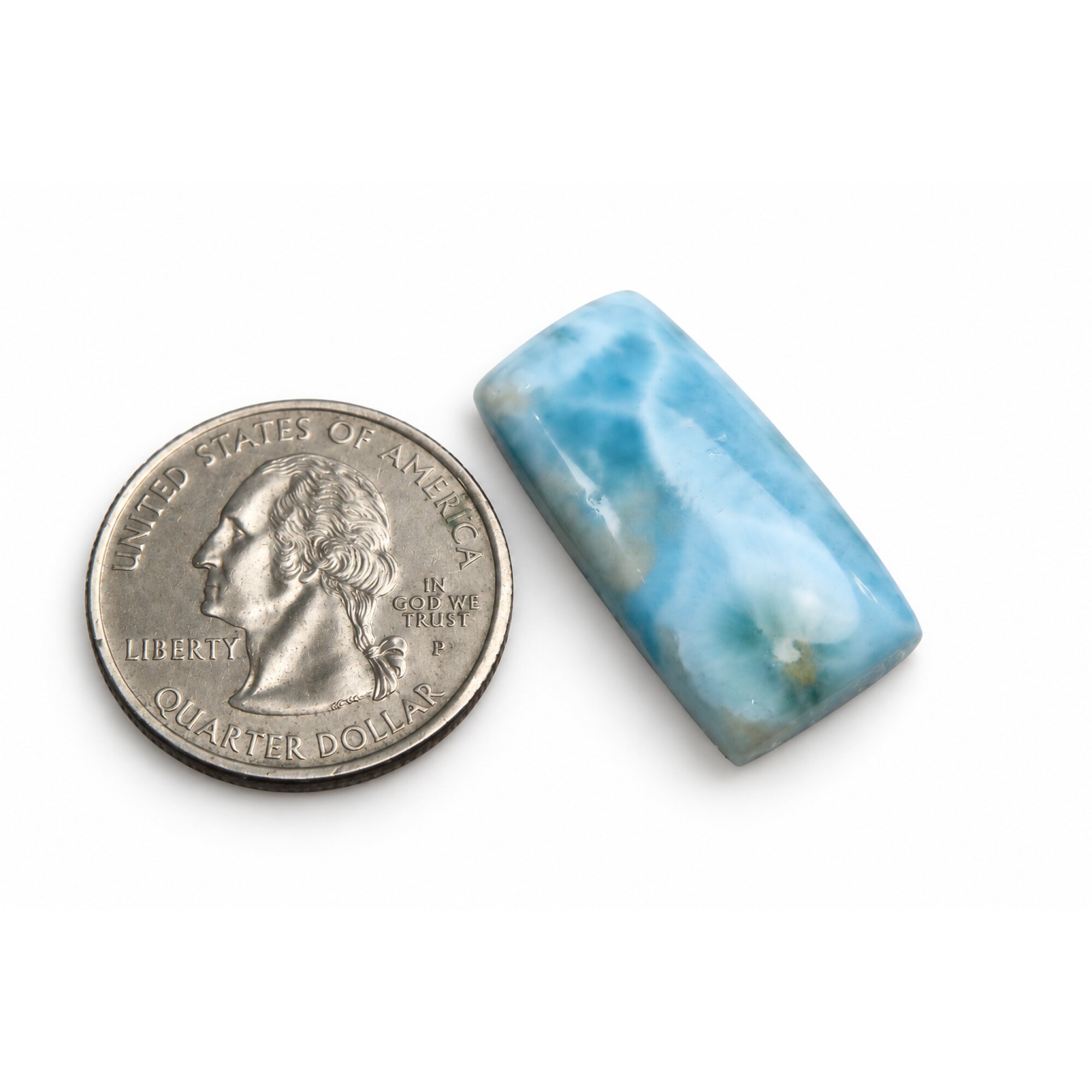 Earth crafted sky blue Dominican Larimar cabochon 28mm – photo 7
