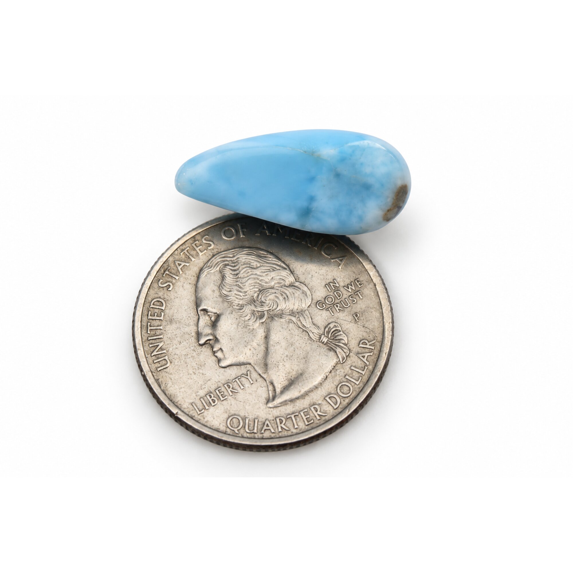 Genuine handcrafted sky blue Dominican Larimar cabochon 21mm – photo 2