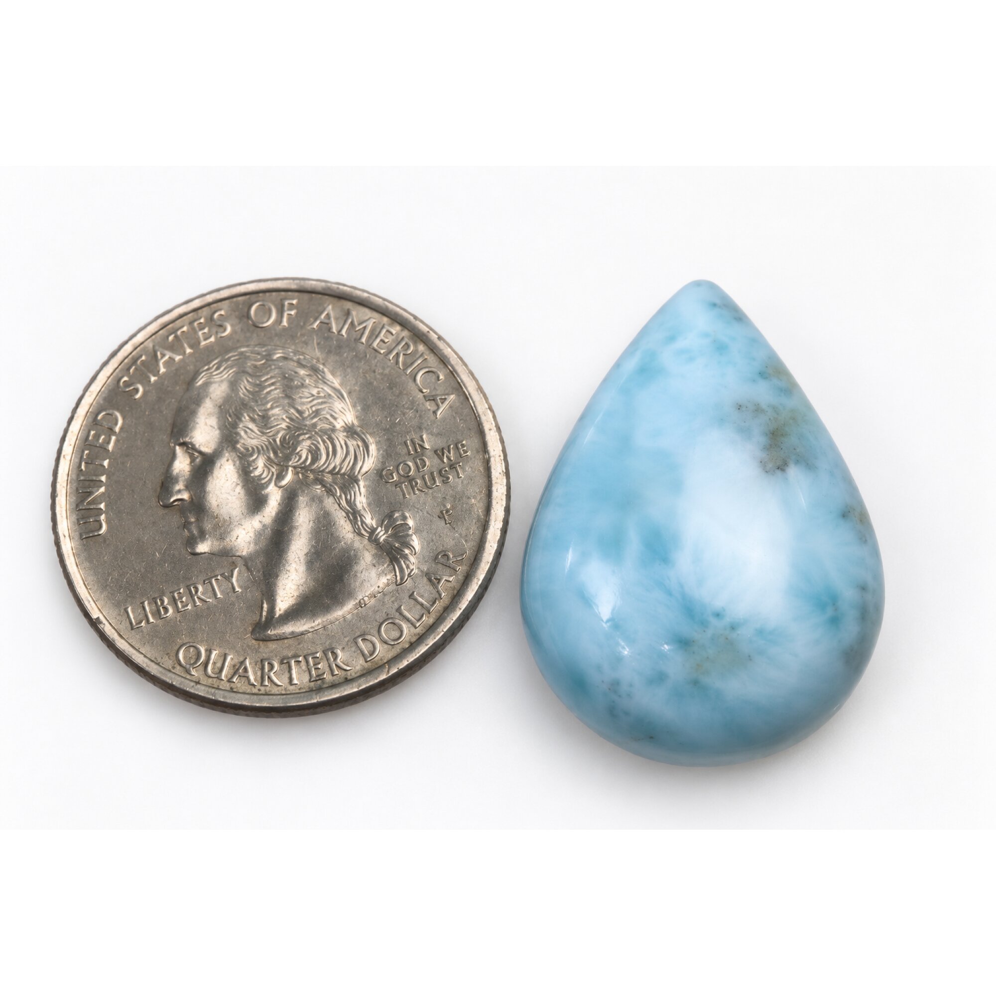 Authentic light blue Dominican Larimar cabochon 26mm – photo 6